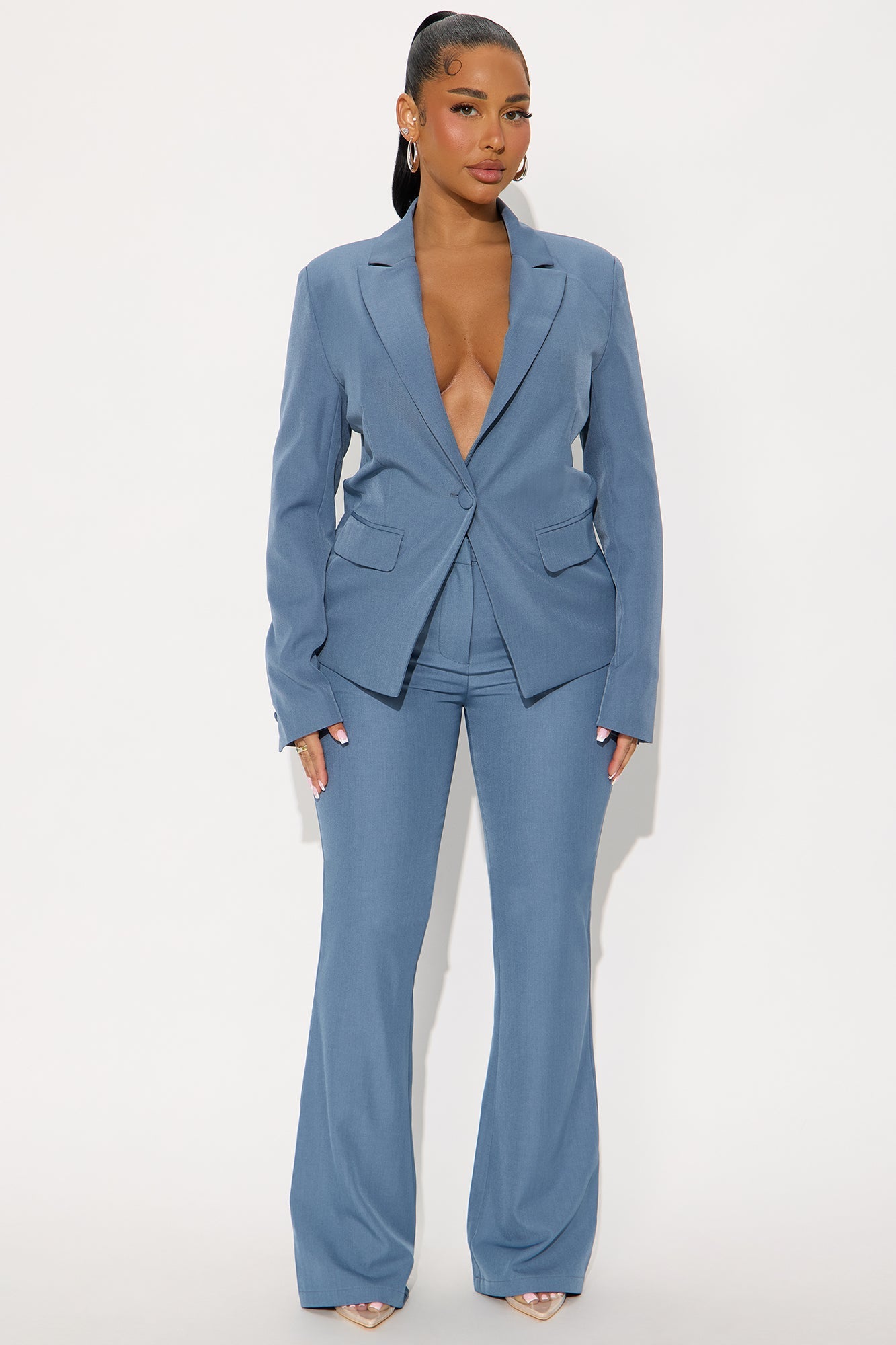 Breaking Even Flare Trouser - Slate Blue