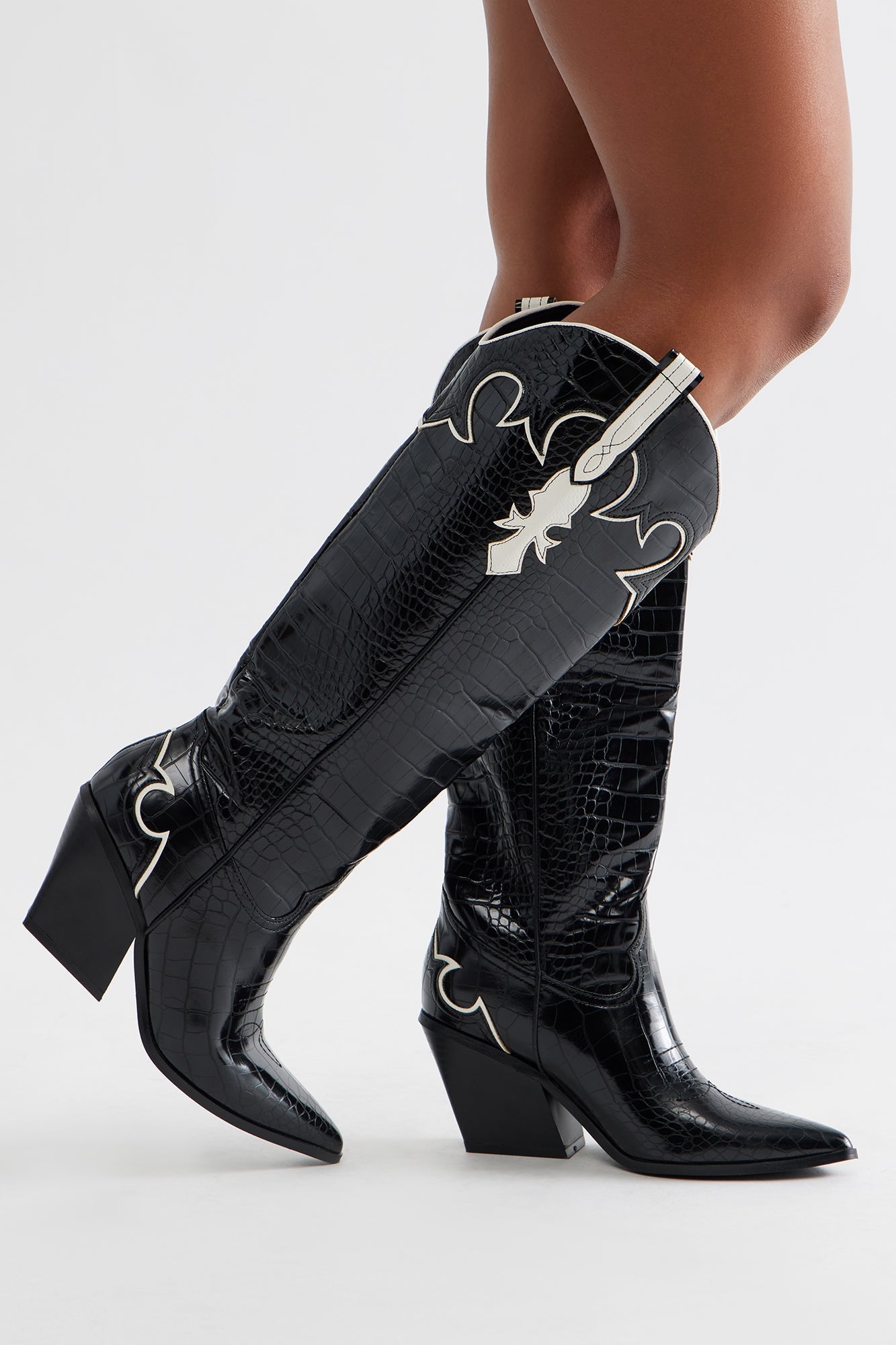 Stapleton Knee High Cowboy Boots - Black