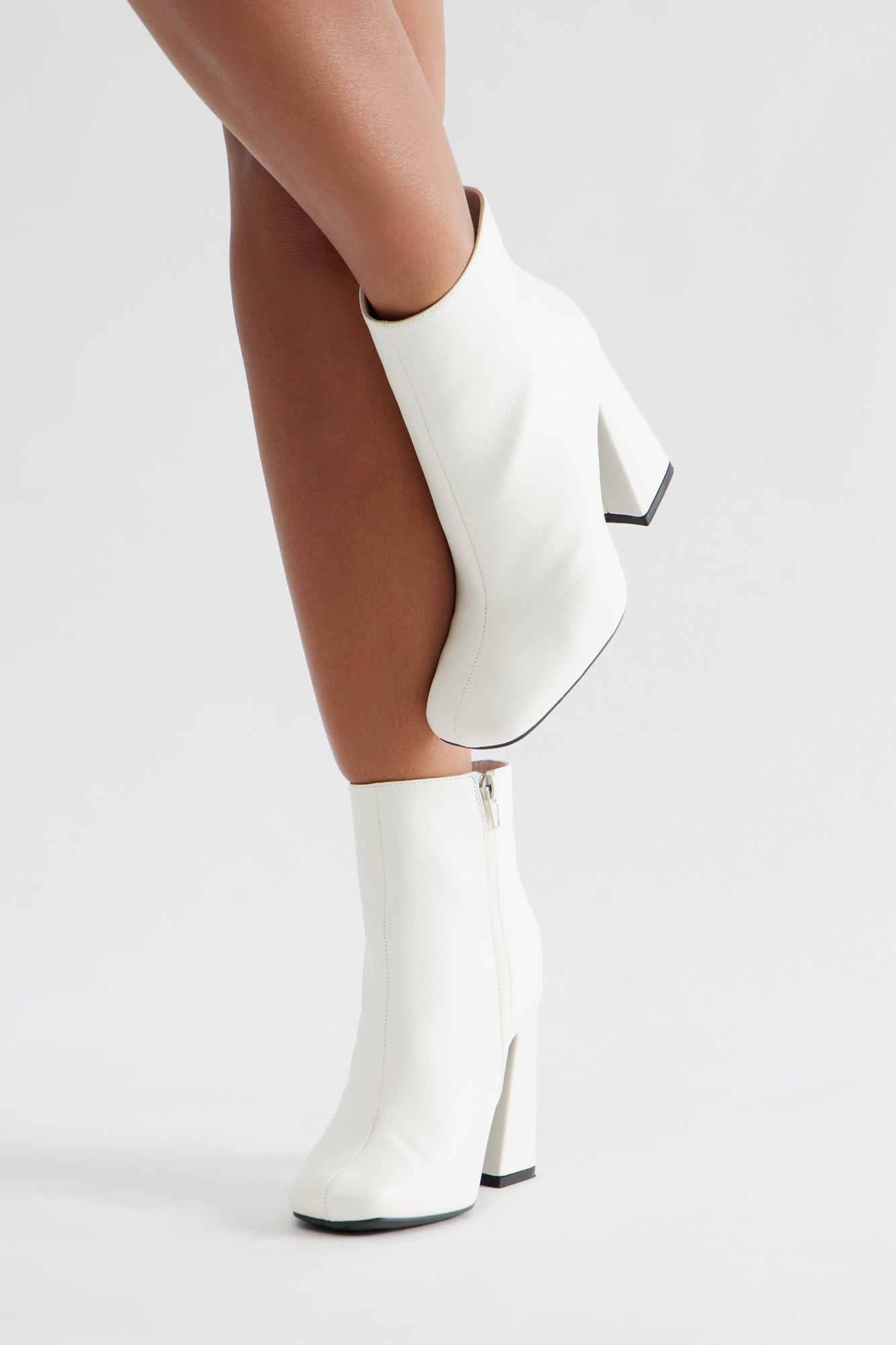 Jonas Block Heel Booties - White