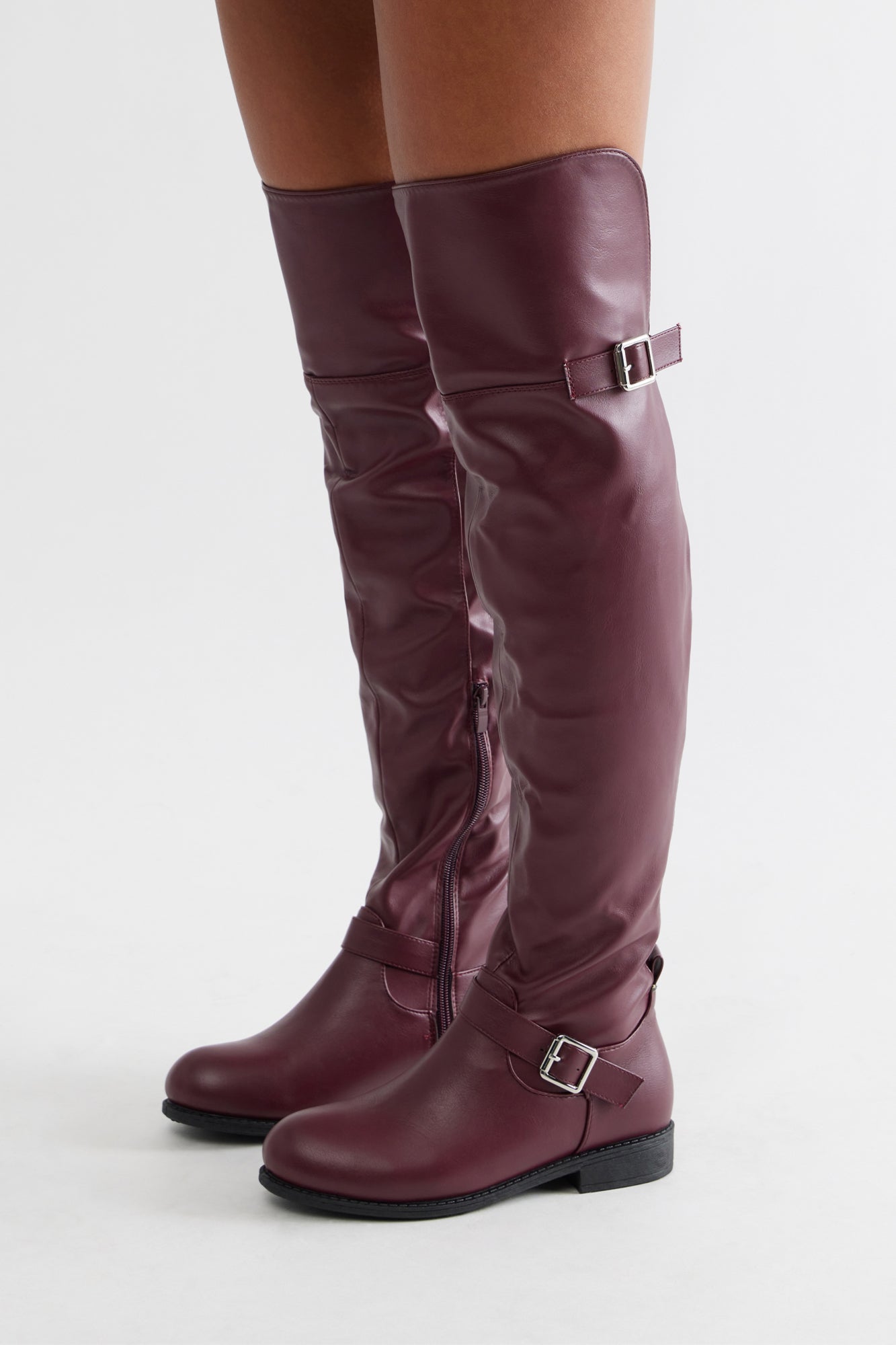 Sable Buckle Boots - Burgundy