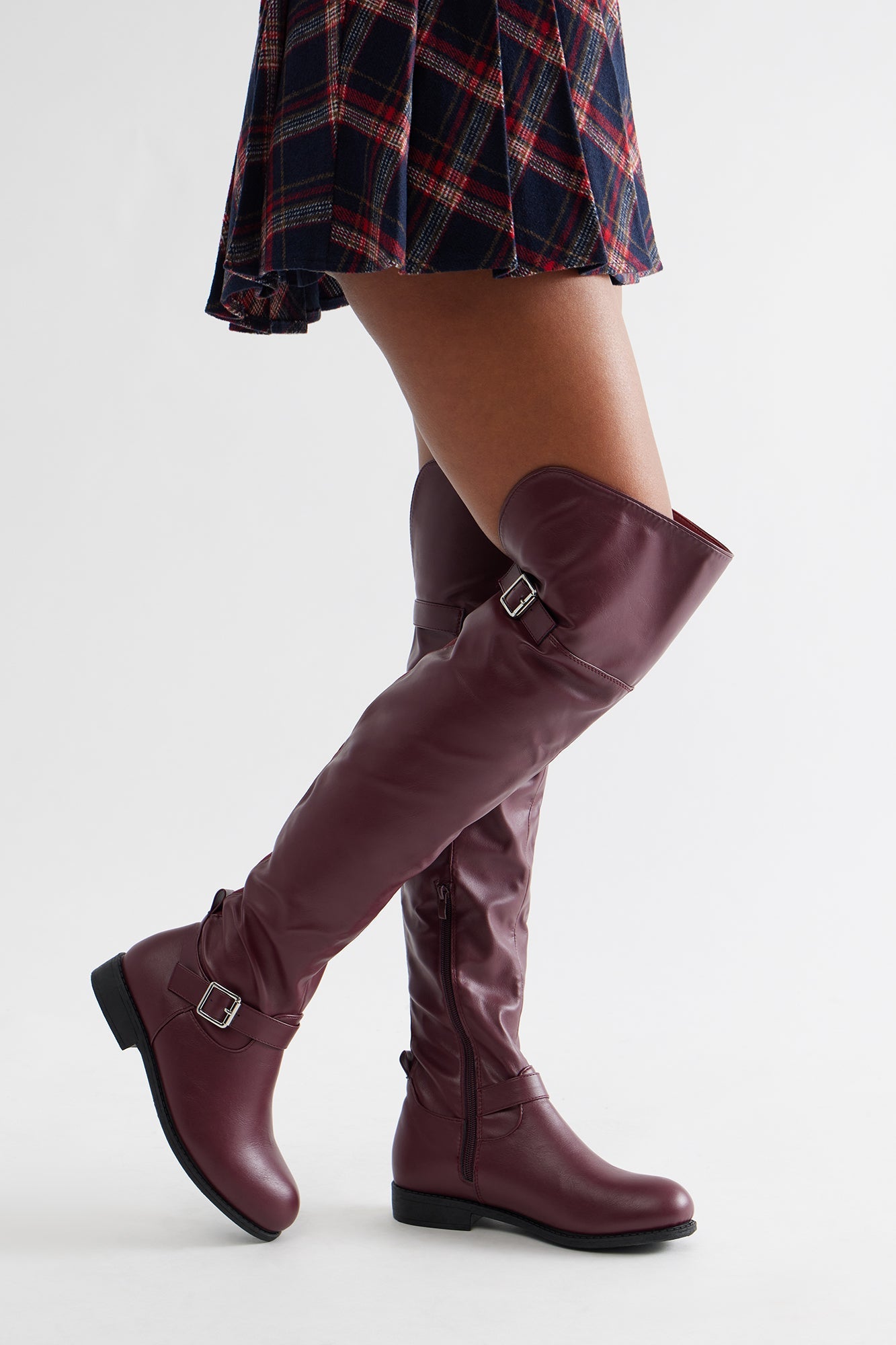Sable Buckle Boots - Burgundy