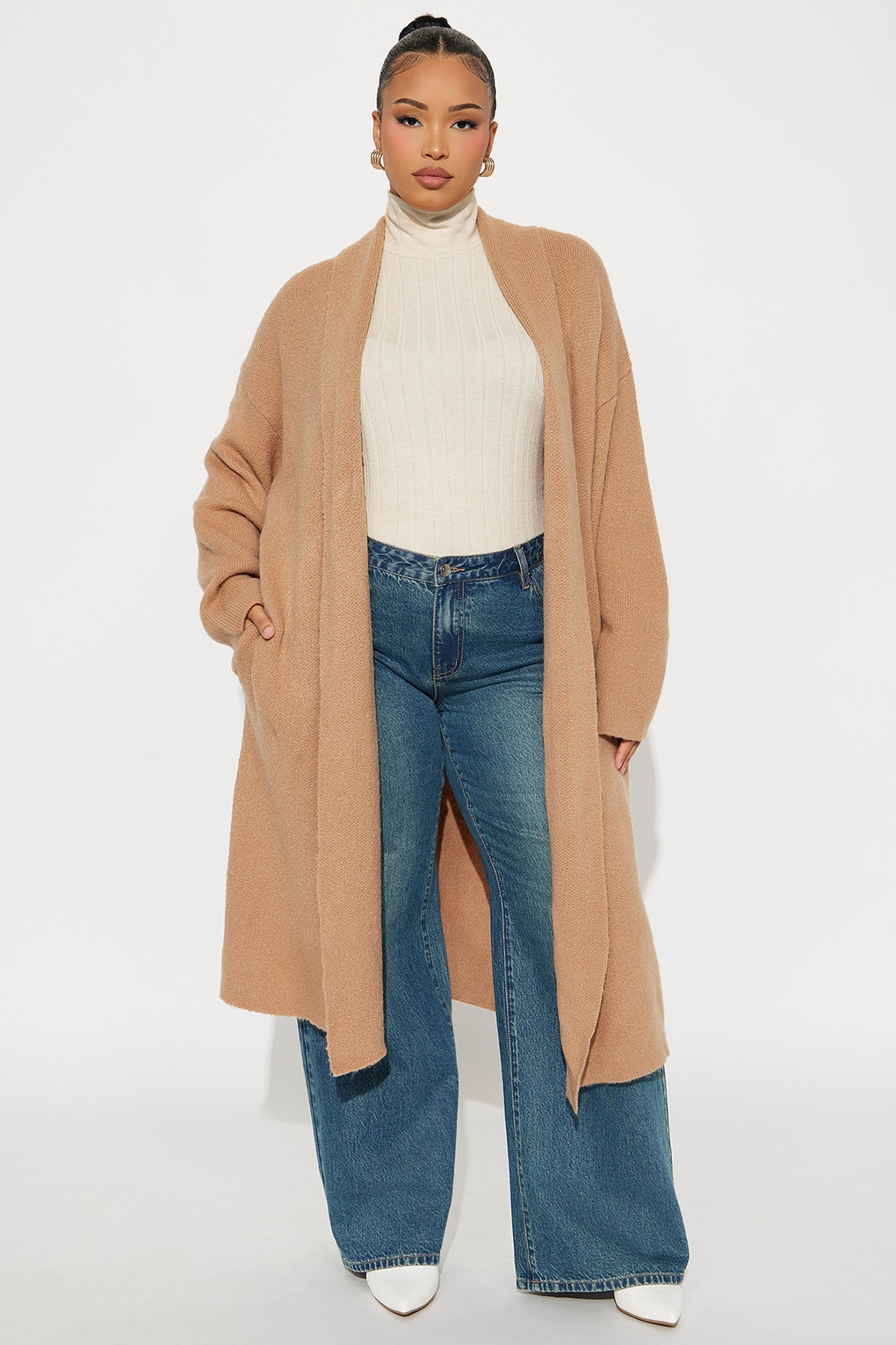 Winter Needs Open Front Cardigan - Taupe