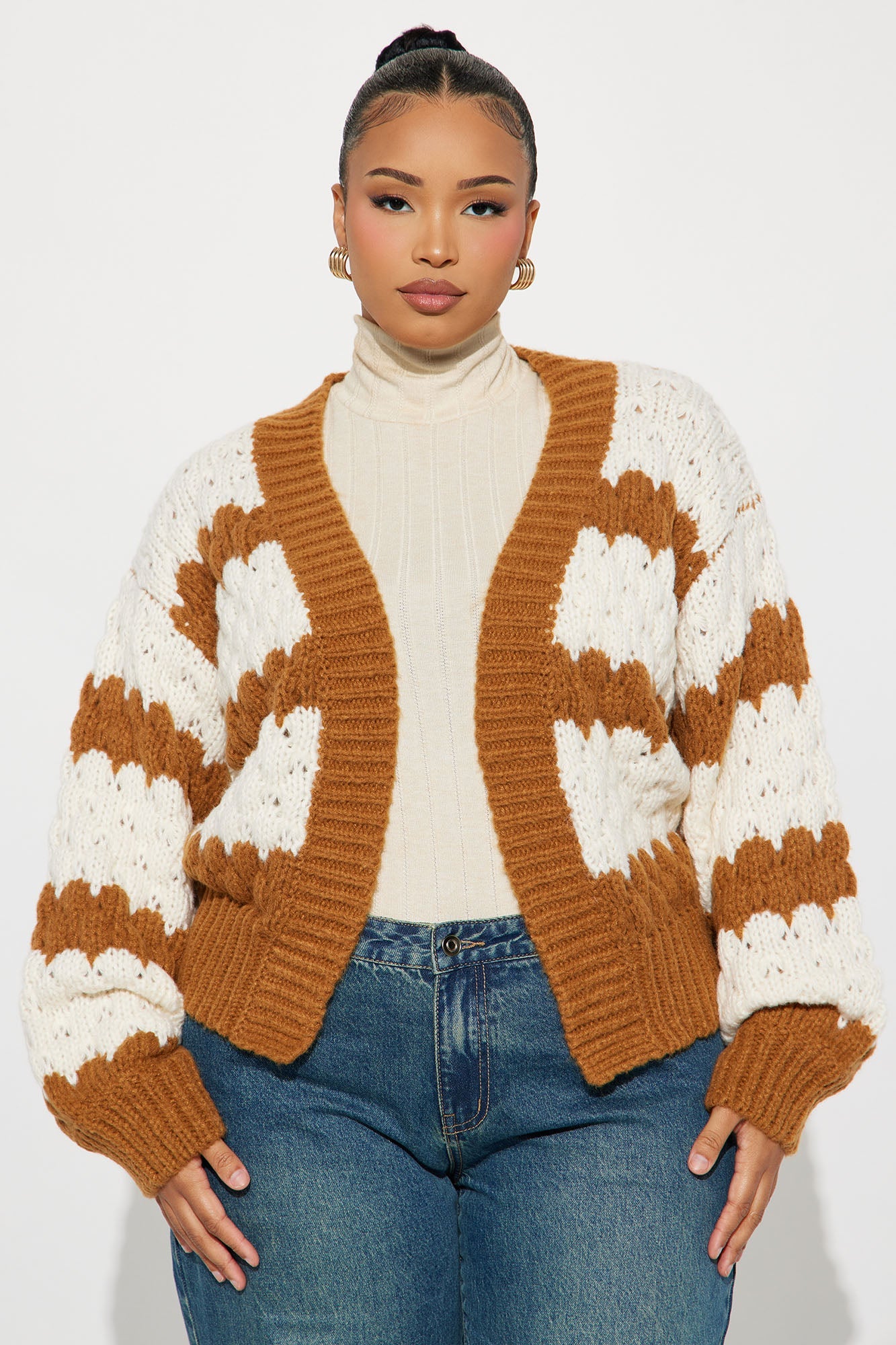 Summer Memories Chunky Striped Cardigan - Brown Combo