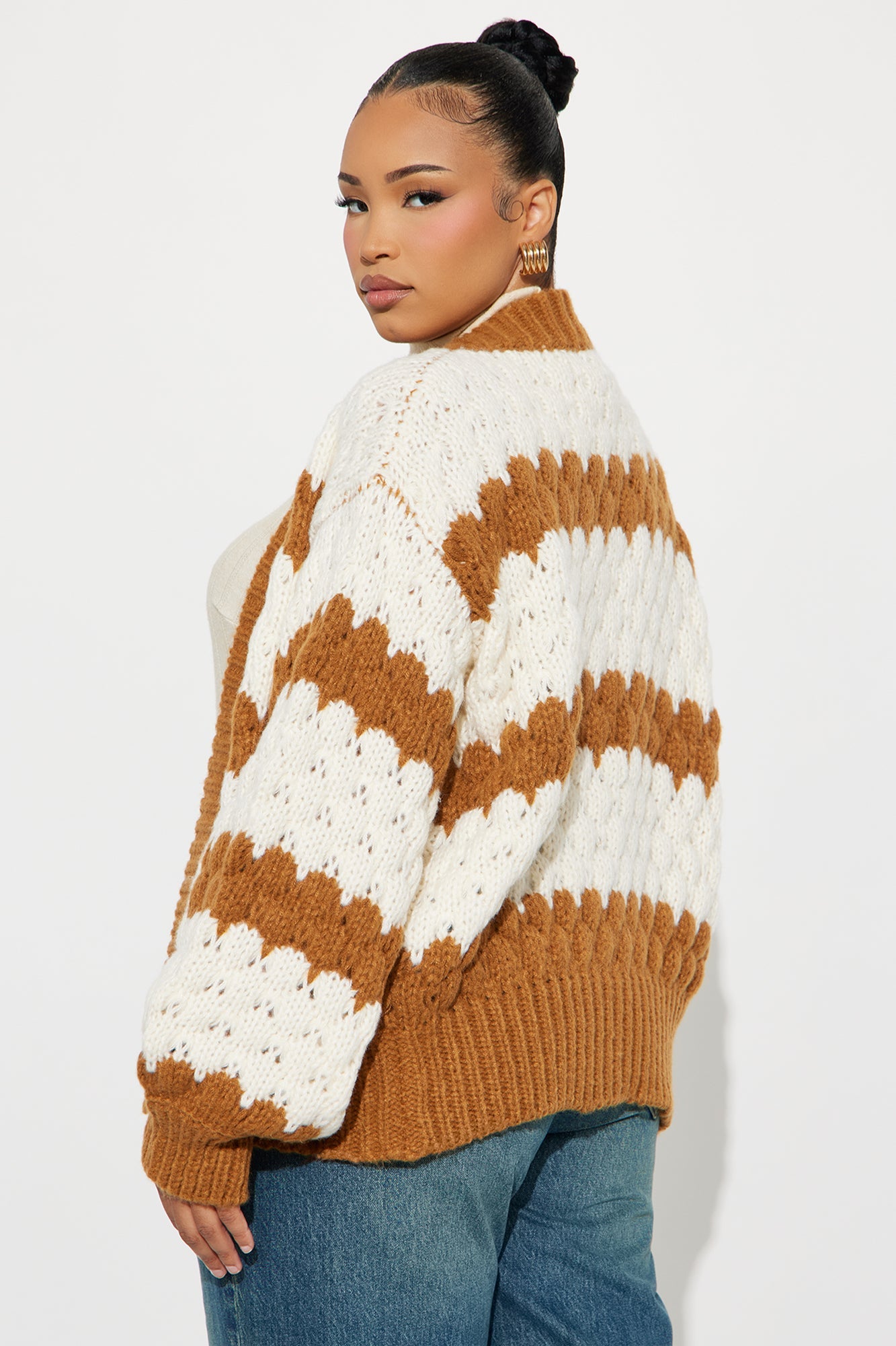 Summer Memories Chunky Striped Cardigan - Brown Combo