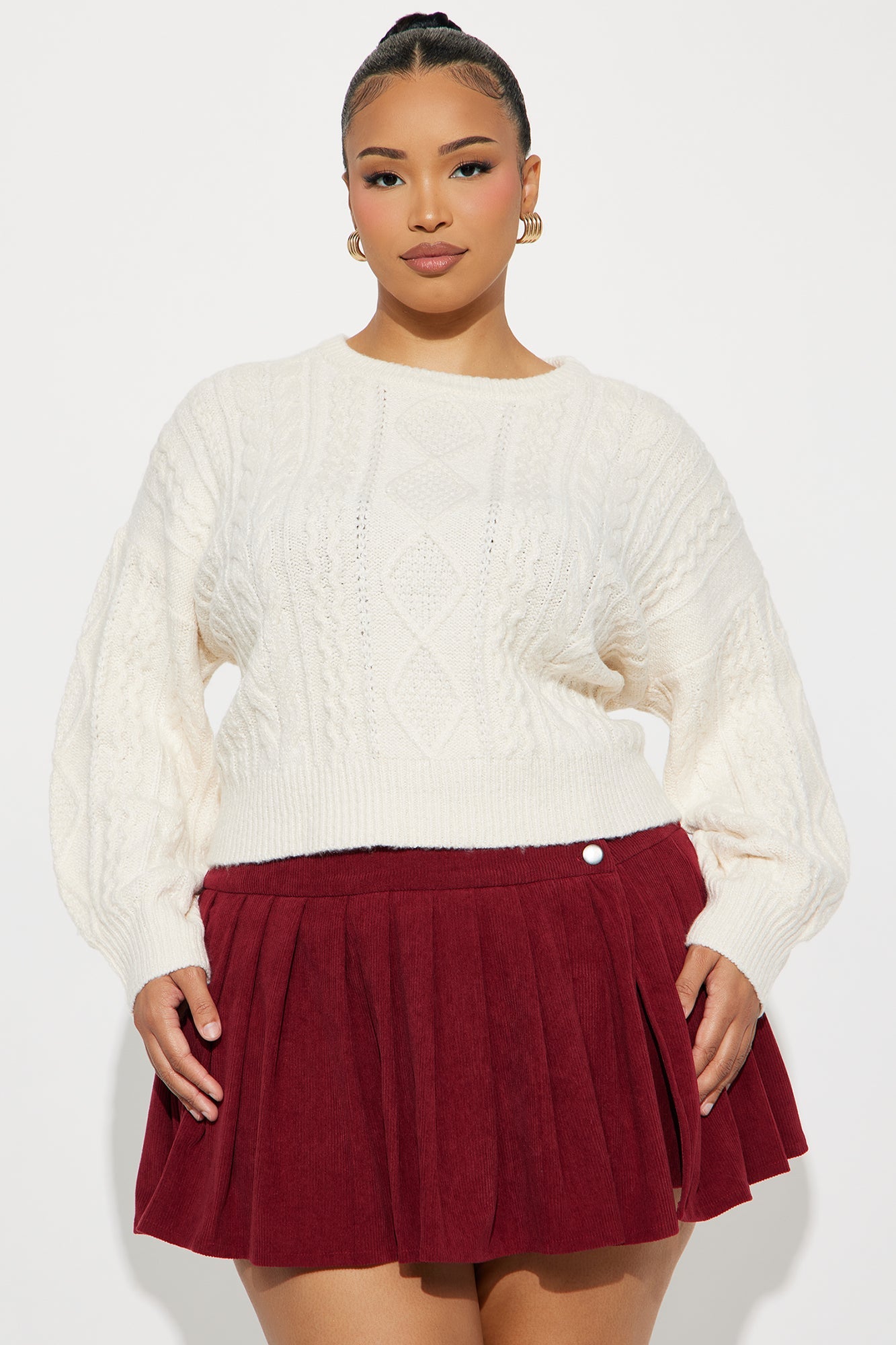 Silent Mode Cable Knit Sweater - Cream