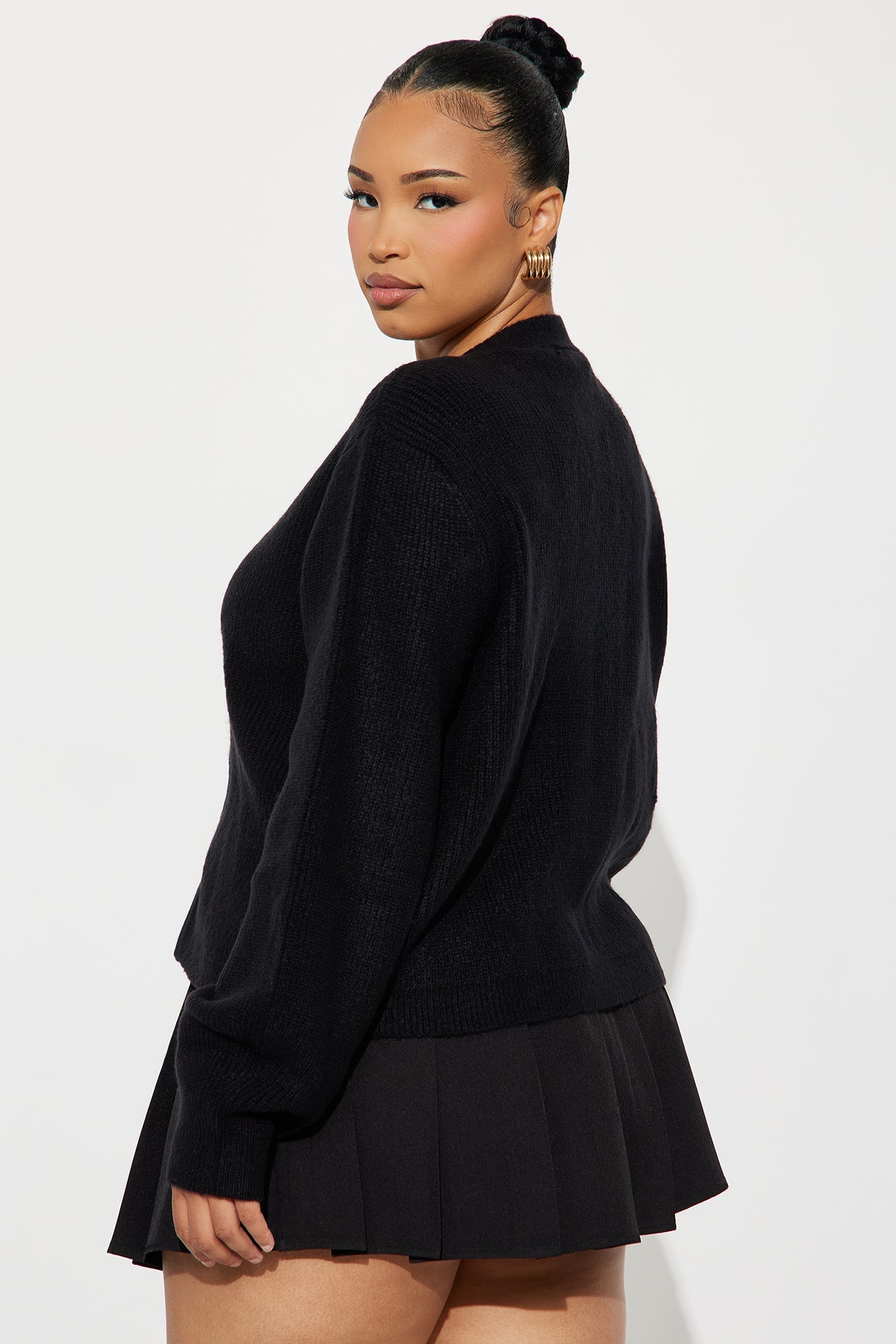 A Little Rhinestone Bow Cardigan - Black