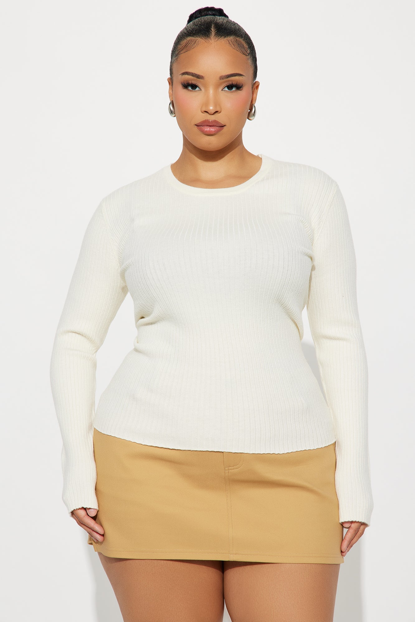 Basically Perfect Ribbed Sweater - Cream