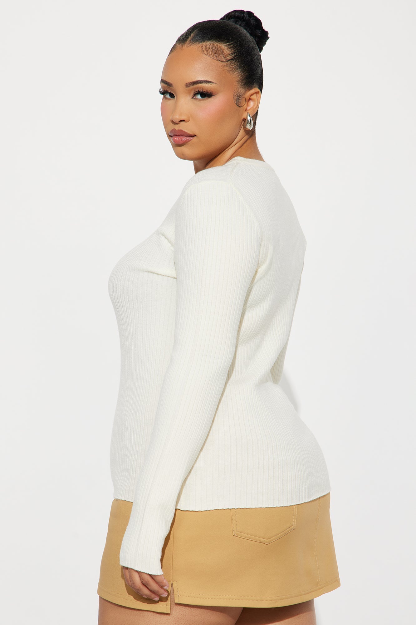 Basically Perfect Ribbed Sweater - Cream
