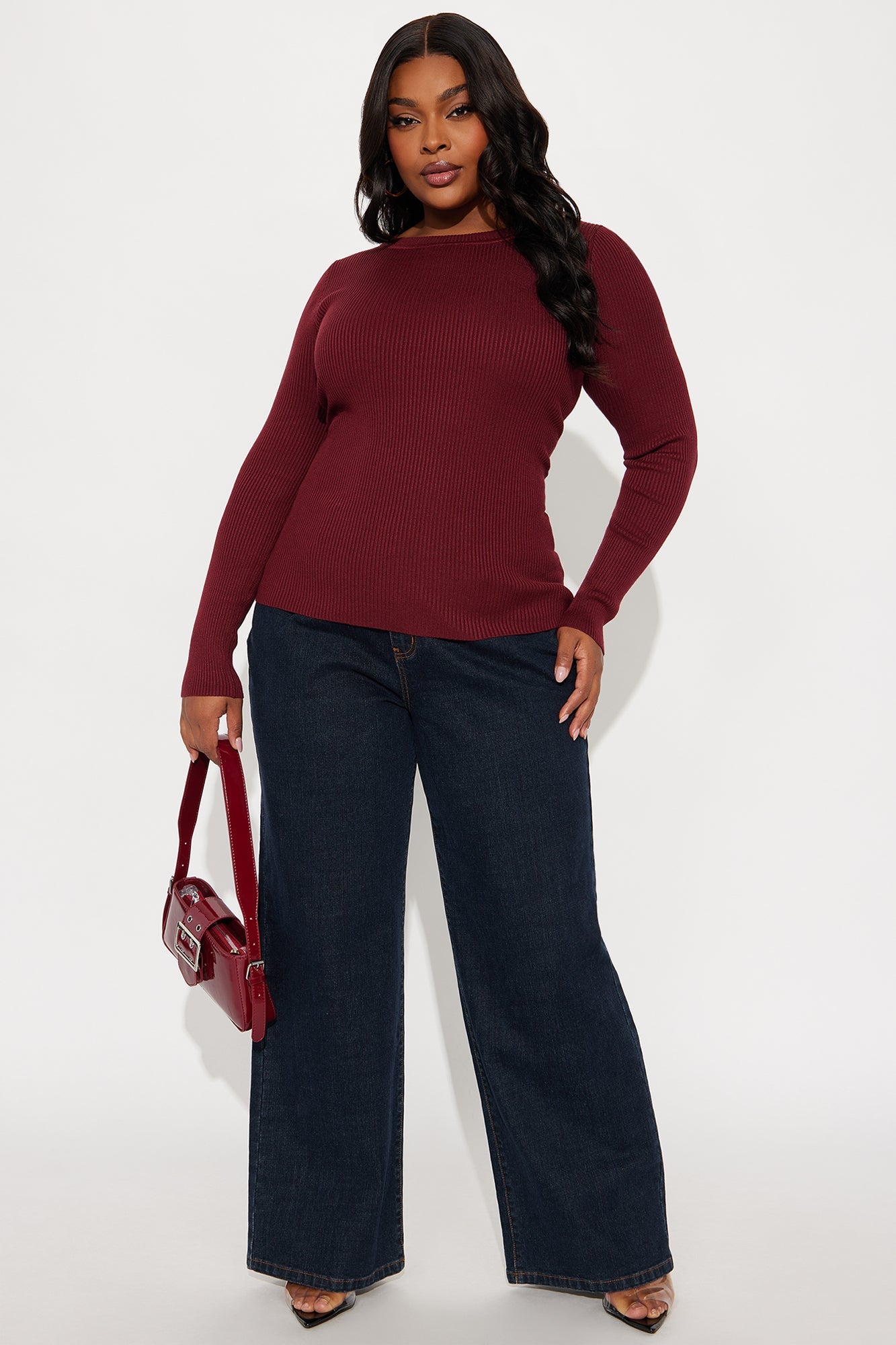 Comfort First Ribbed Sweater - Burgundy