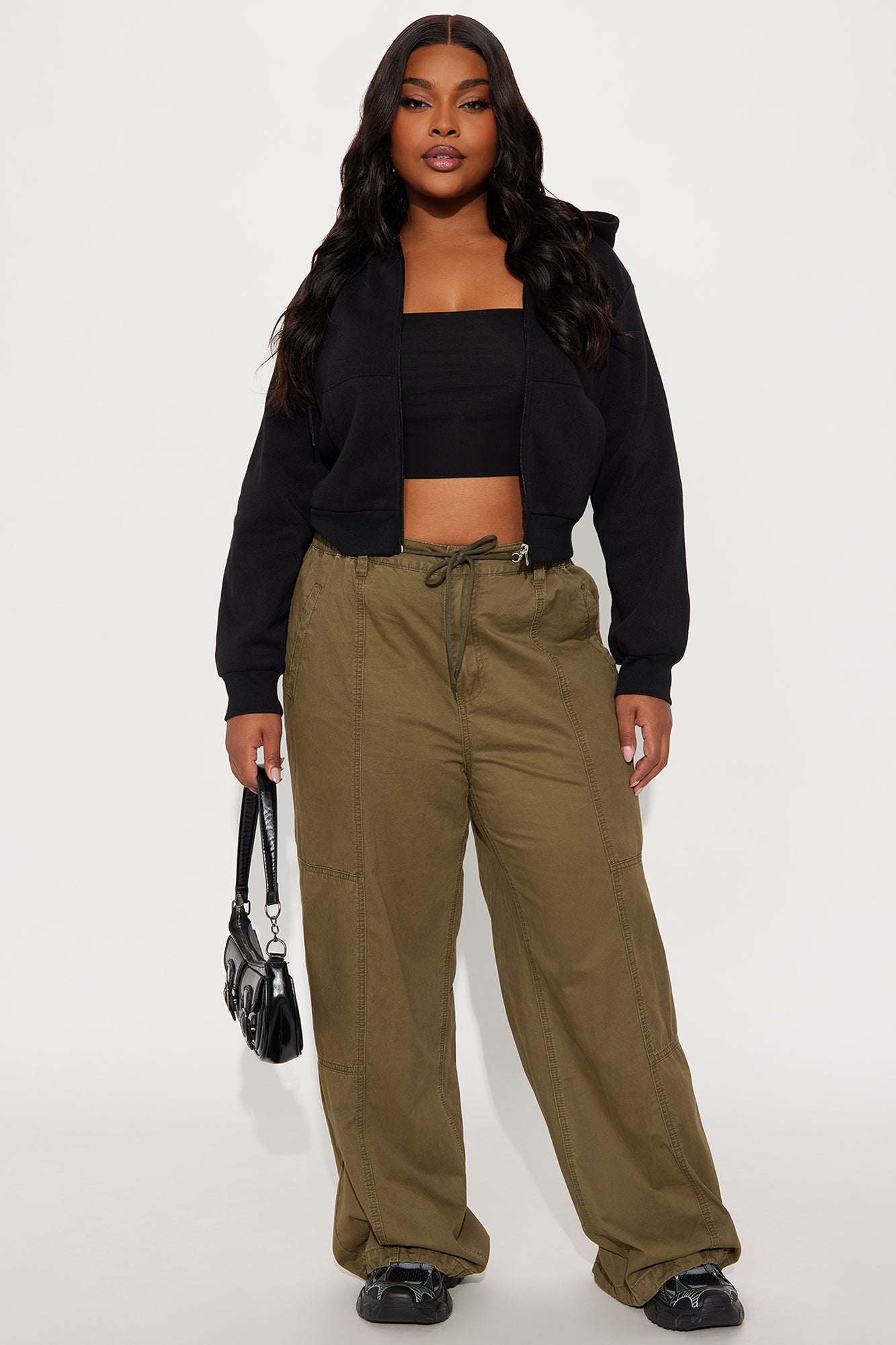 Olivia Wide Leg Jogger - Dark Olive