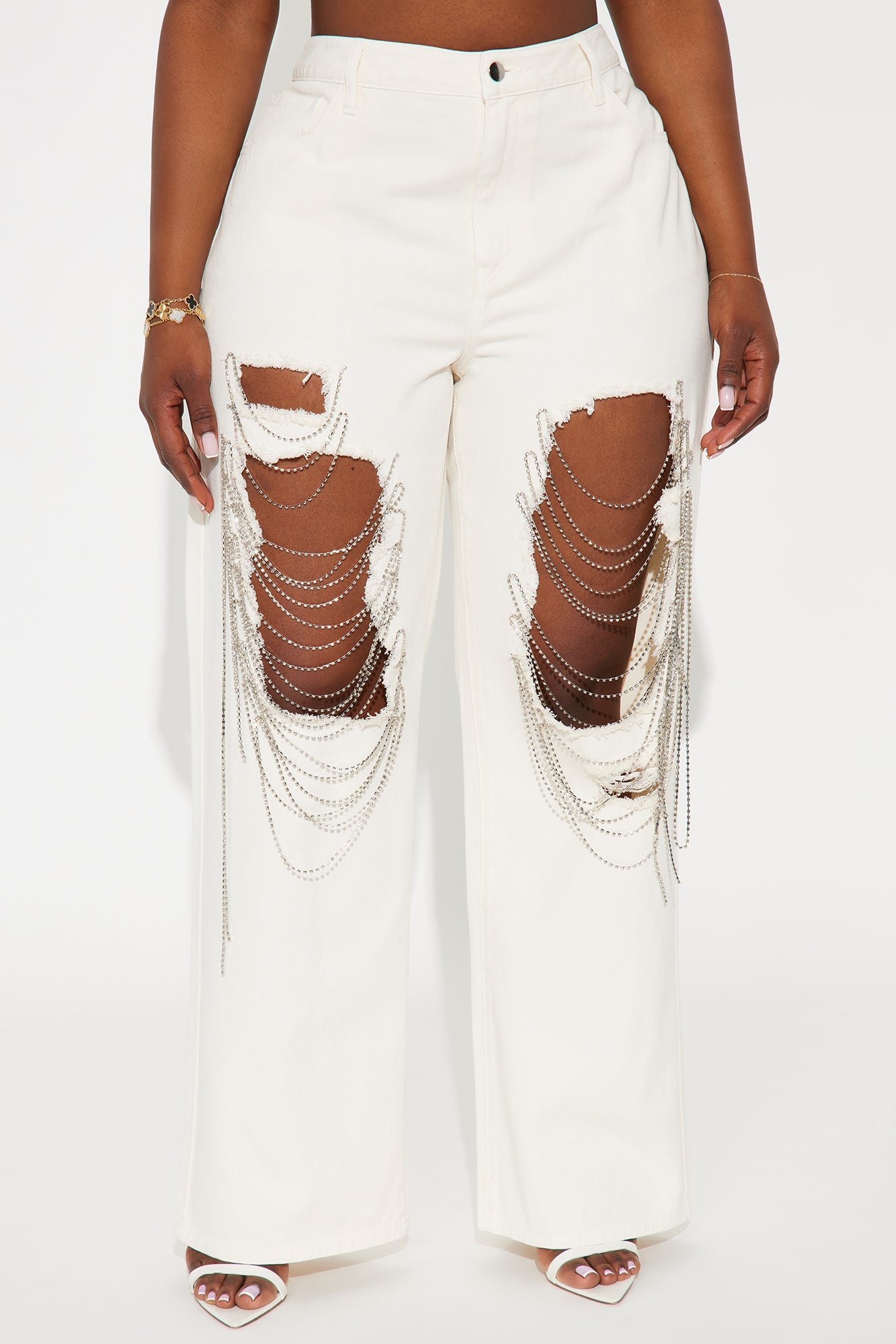 Make Your Life Shine Distressed Pant - Stone