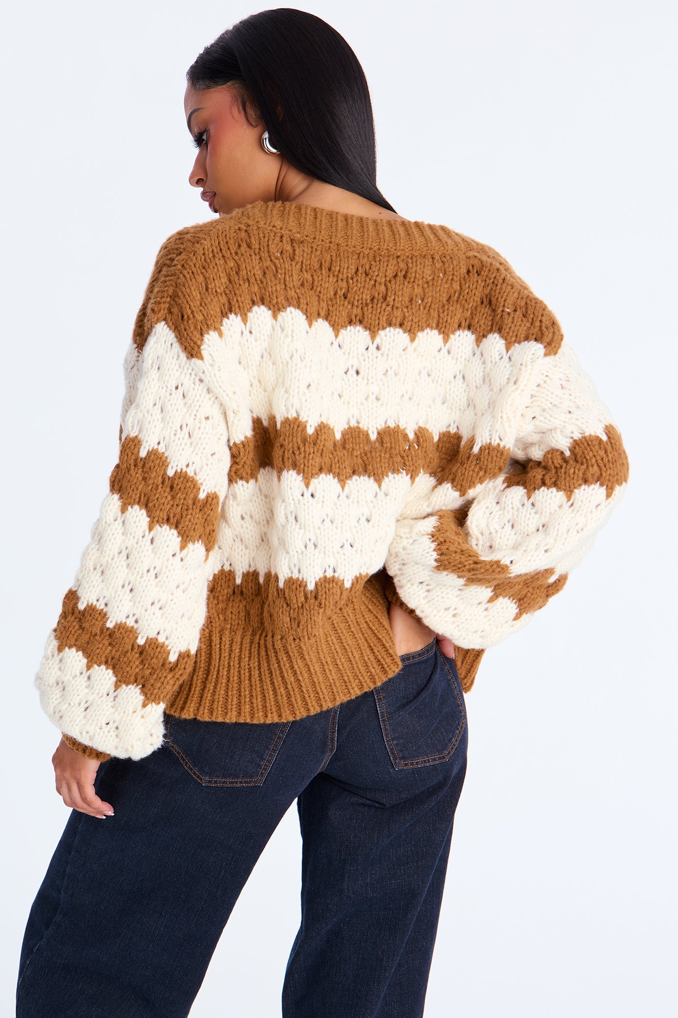Summer Memories Chunky Striped Cardigan - Brown Combo