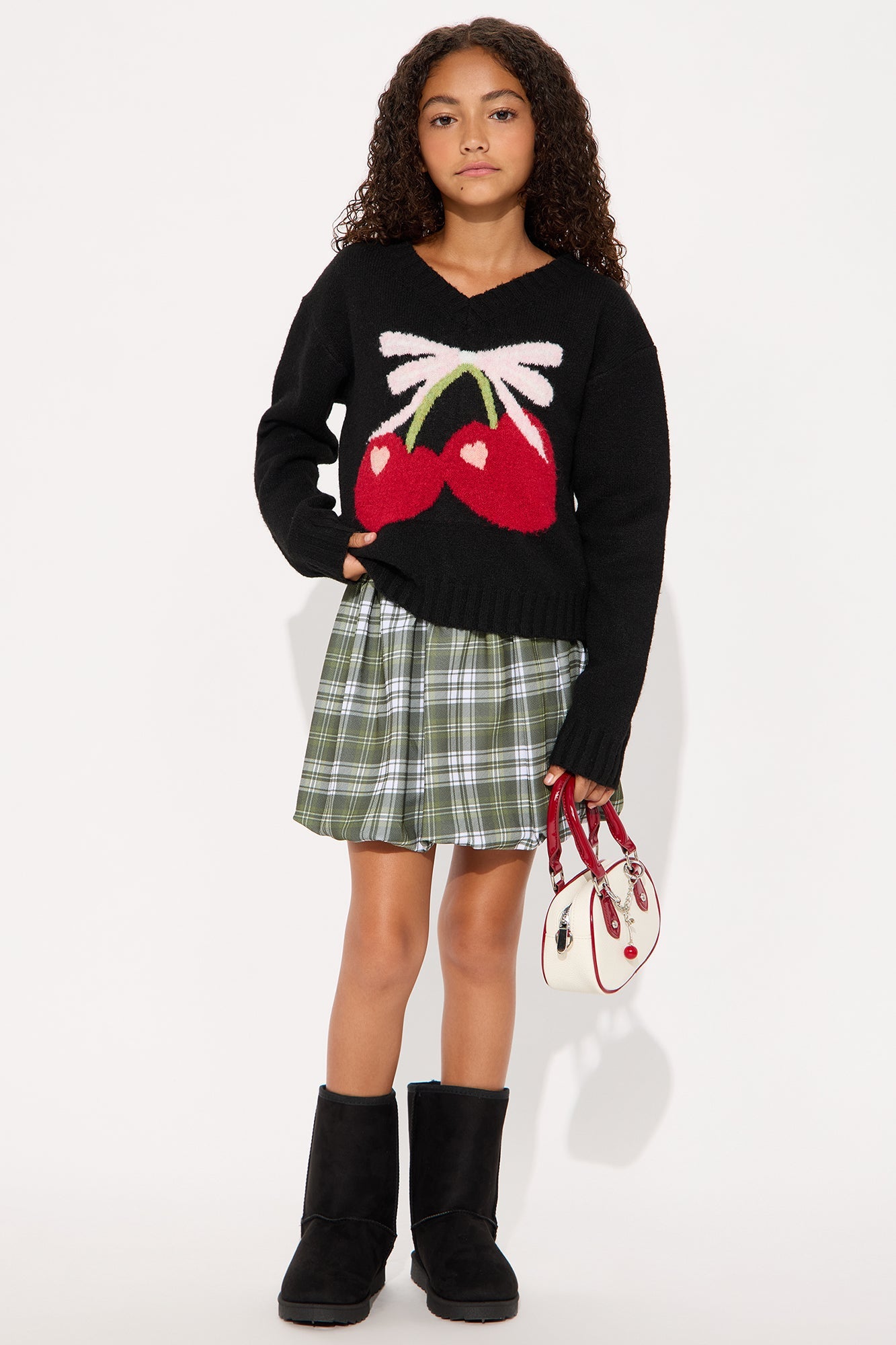 Mini Cherry Girl Sweater - Black/combo