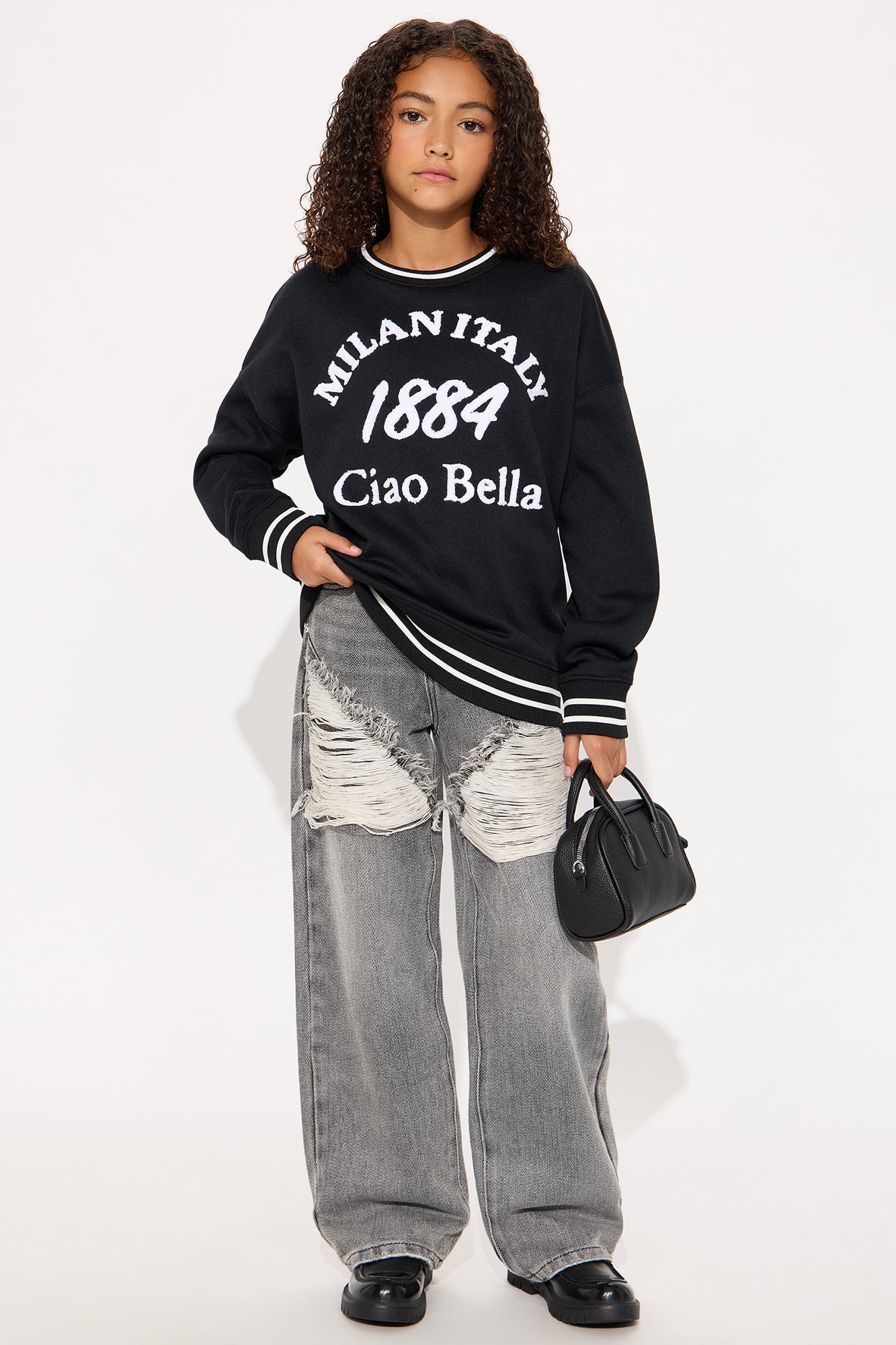 Mini Ciao Bella Pullover Sweatshirt - Black