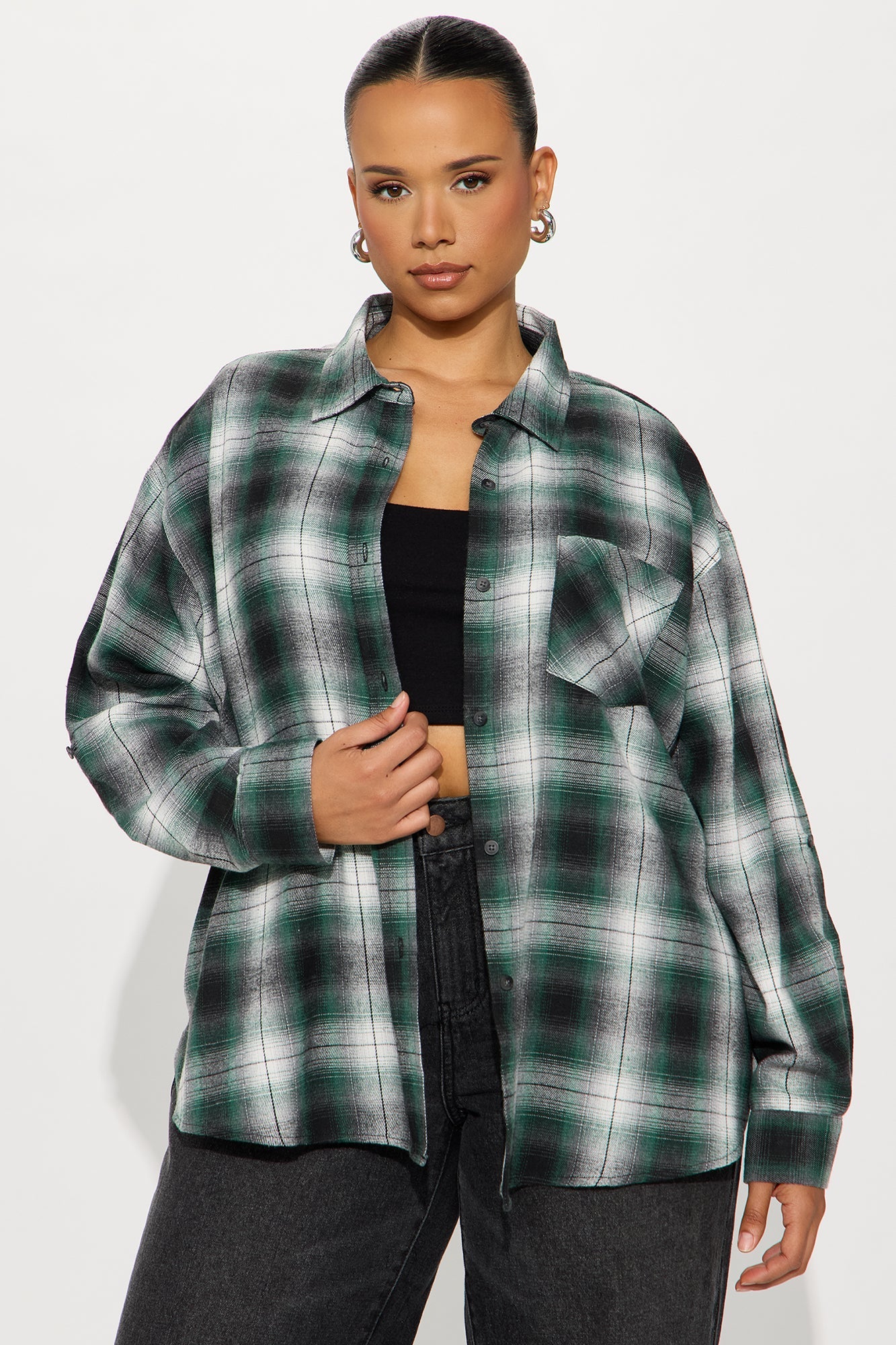 Shannon Plaid Flannel Shirt - Green/combo