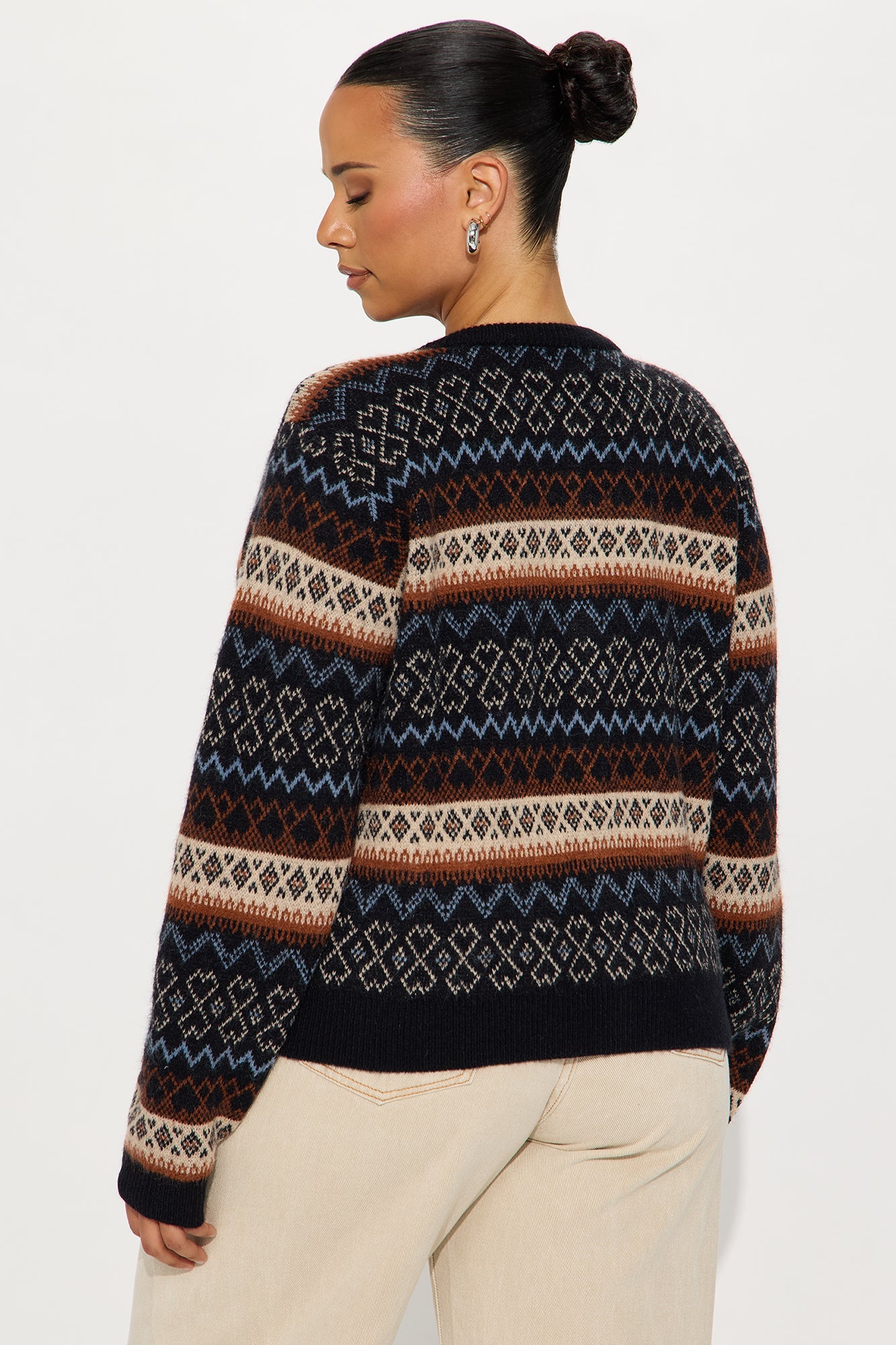 Penelope Fair Isle Cardigan - Black/combo