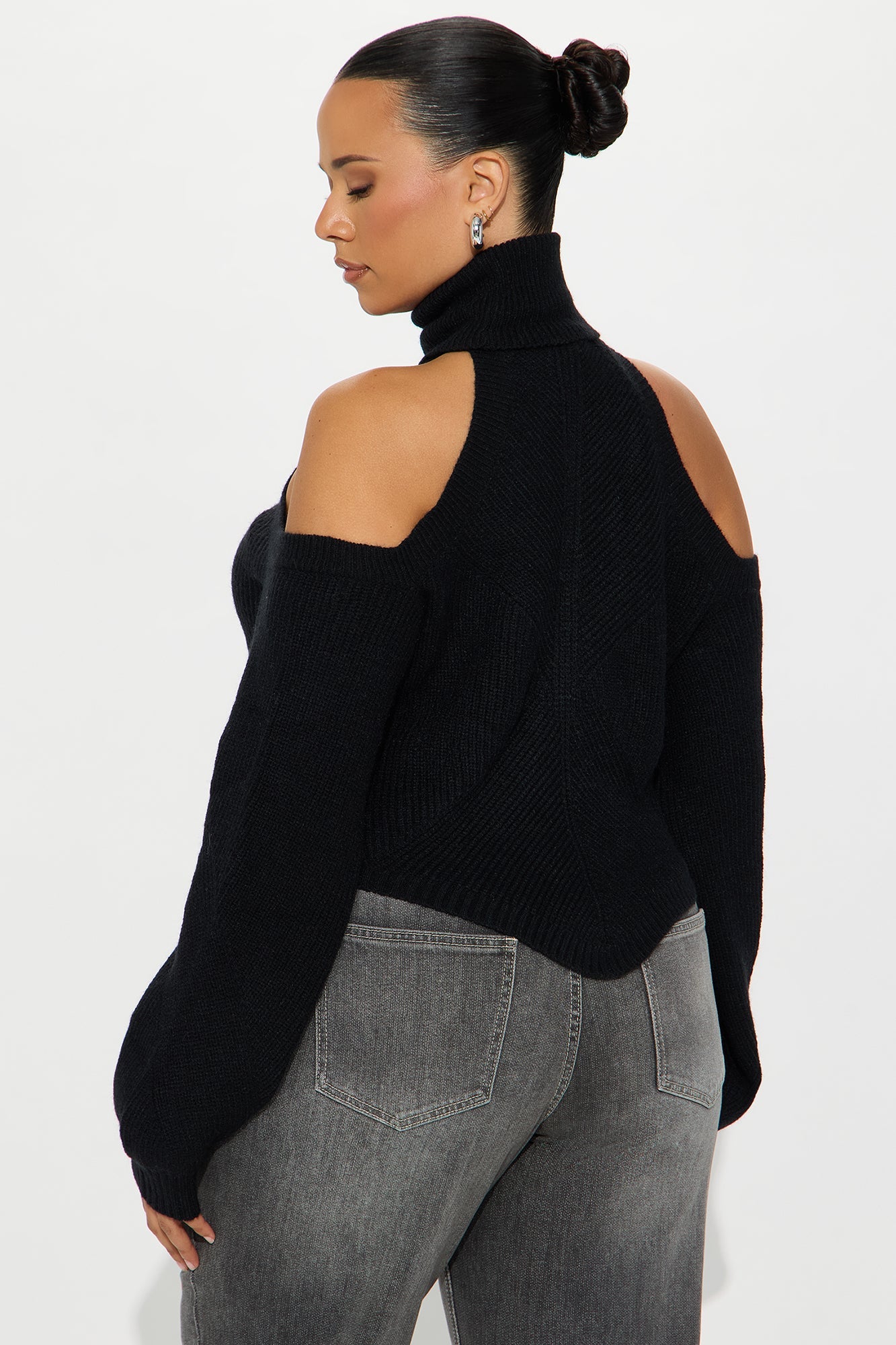 Caught Off Guard Mock Neck Sweater - Black