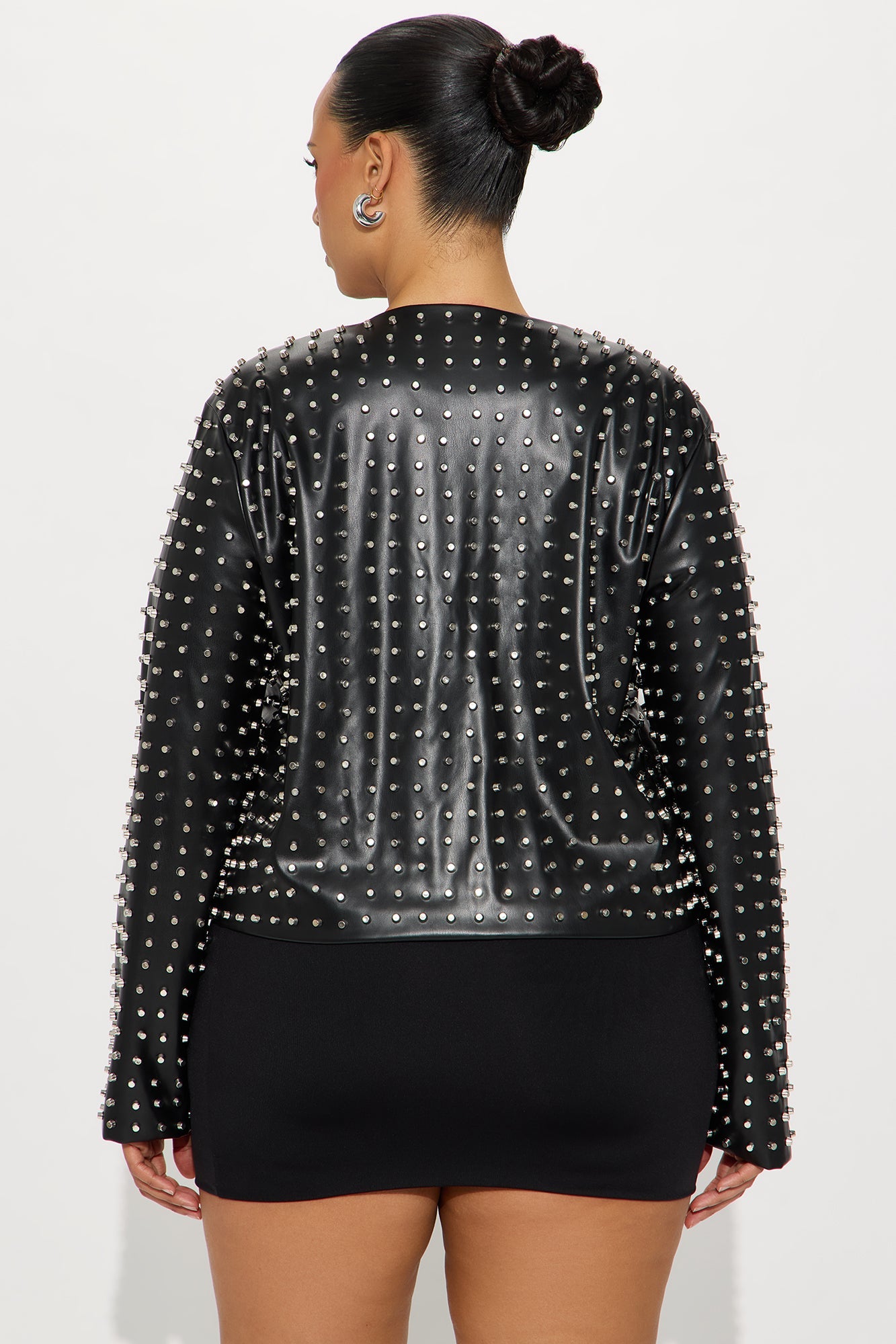 Run This Town Studded Faux Leather Jacket - Black