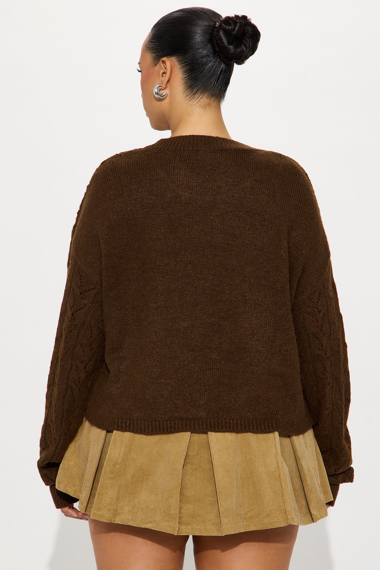 Brunch Girly Pointelle Sweater - Chestnut