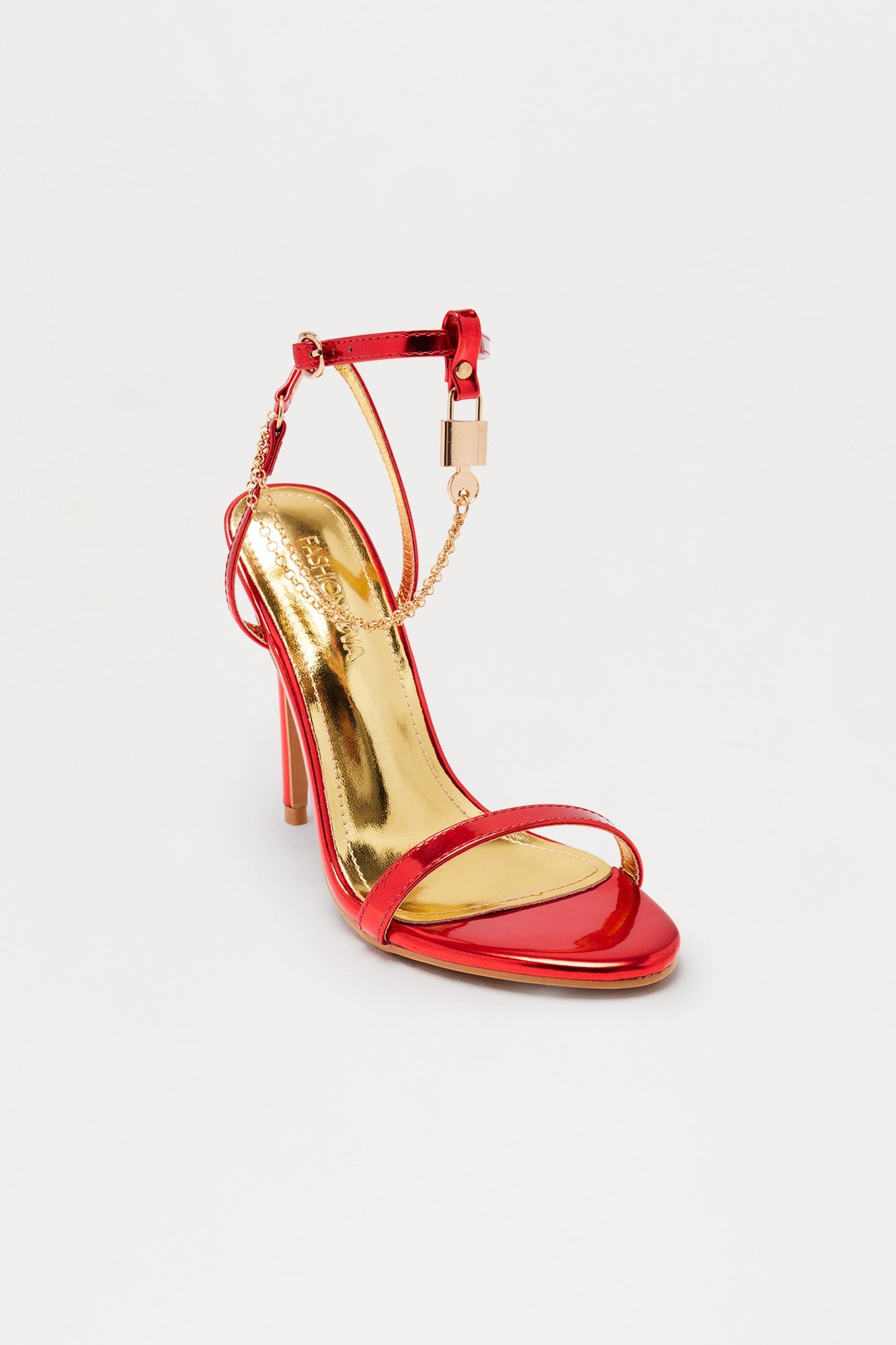Bria Chain Hardware Stiletto Heels - Red