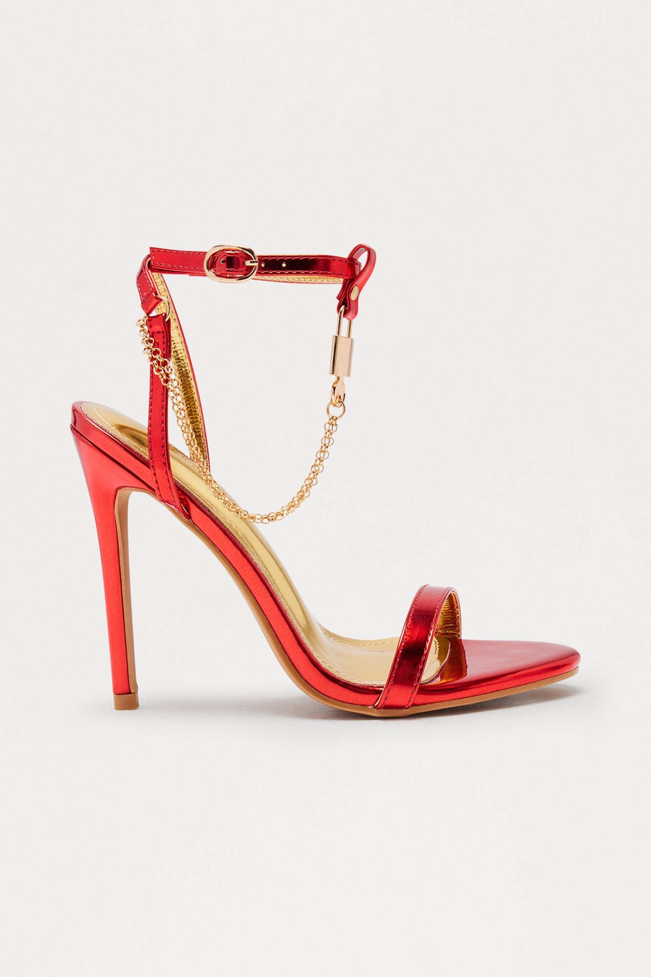 Bria Chain Hardware Stiletto Heels - Red