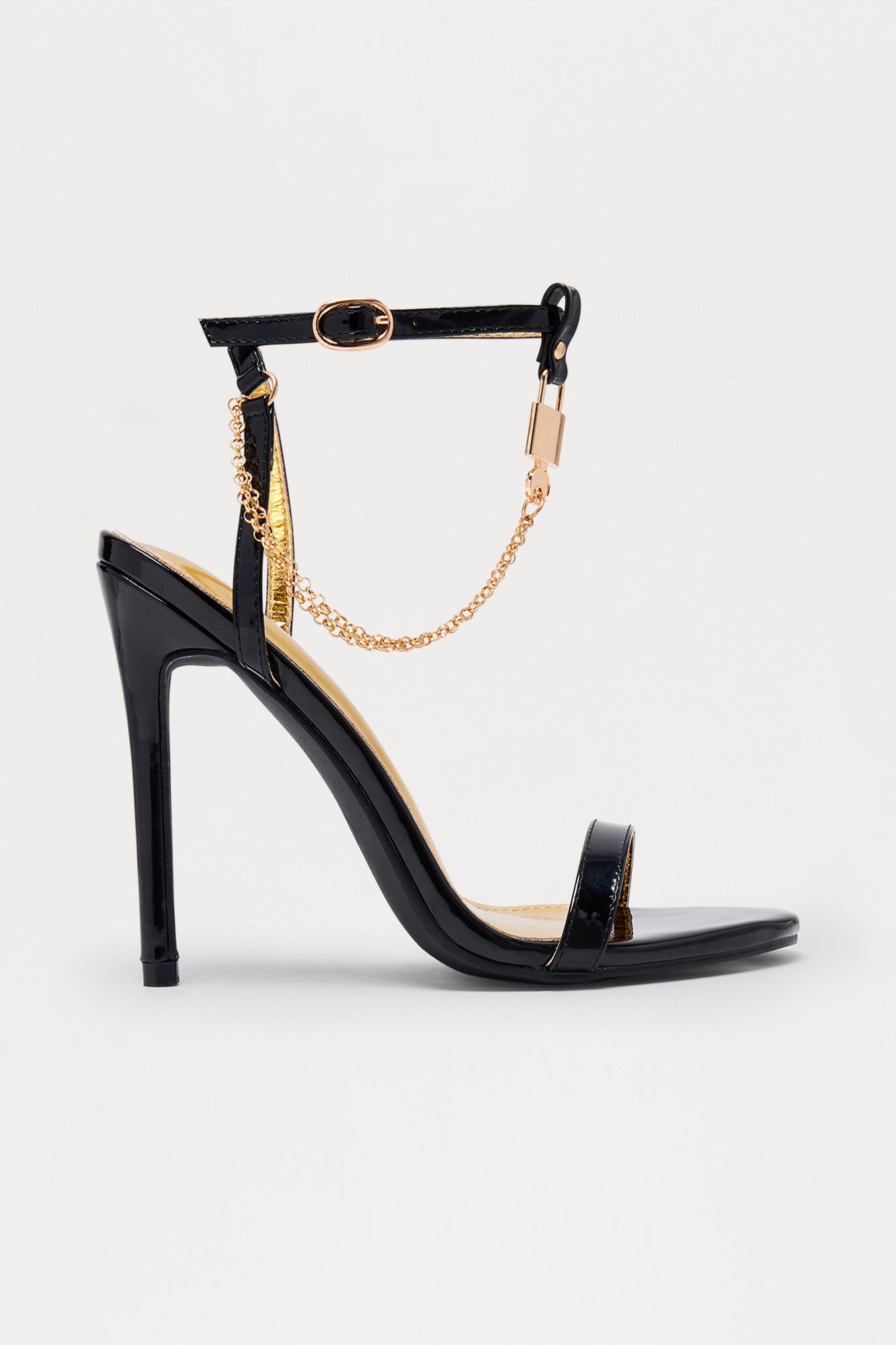 Bria Chain Hardware Stiletto Heels - Black