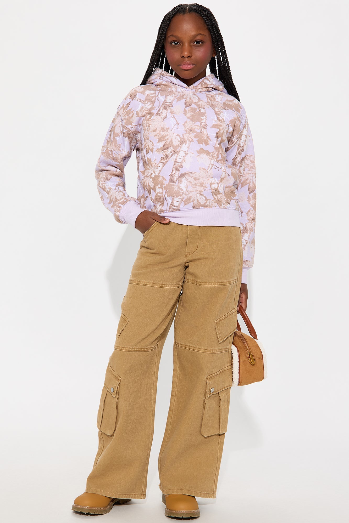 Mini Comfy And Cute Twill Cargo Pants - Khaki