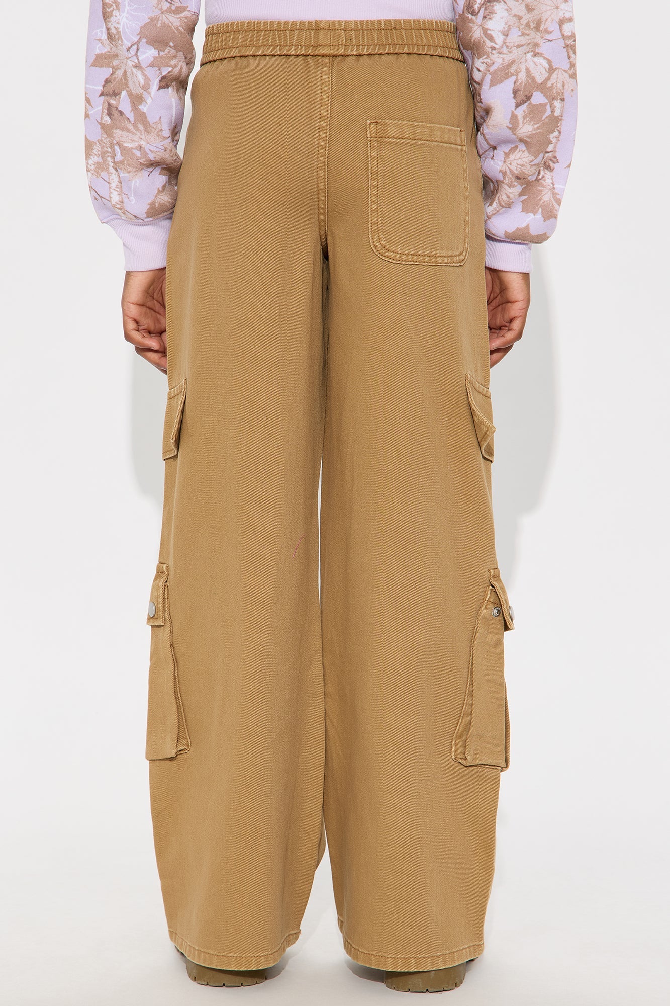 Mini Comfy And Cute Twill Cargo Pants - Khaki