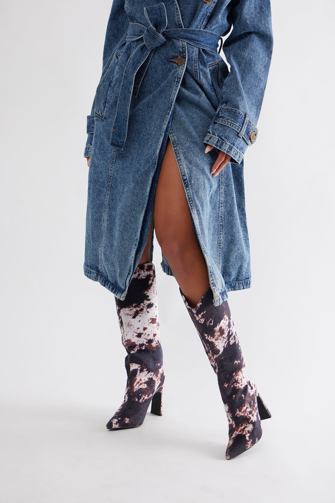Montana Animal Print Boots - Beige/Brown