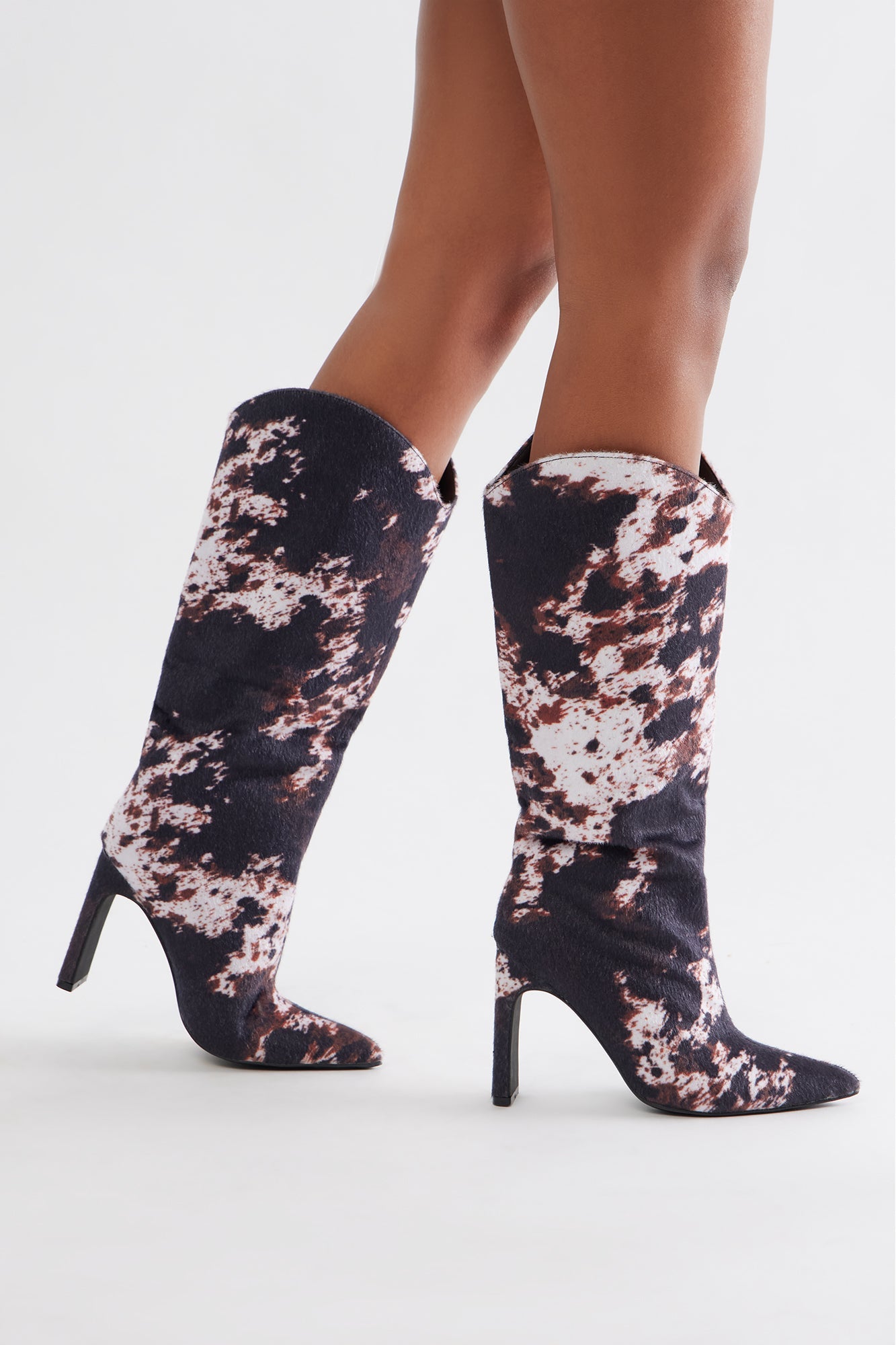 Montana Animal Print Boots - Beige/Brown
