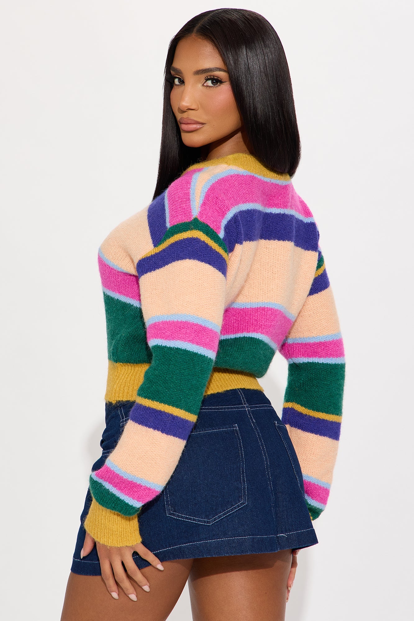 Warm And Fuzzy Striped Sweater - Multi Color