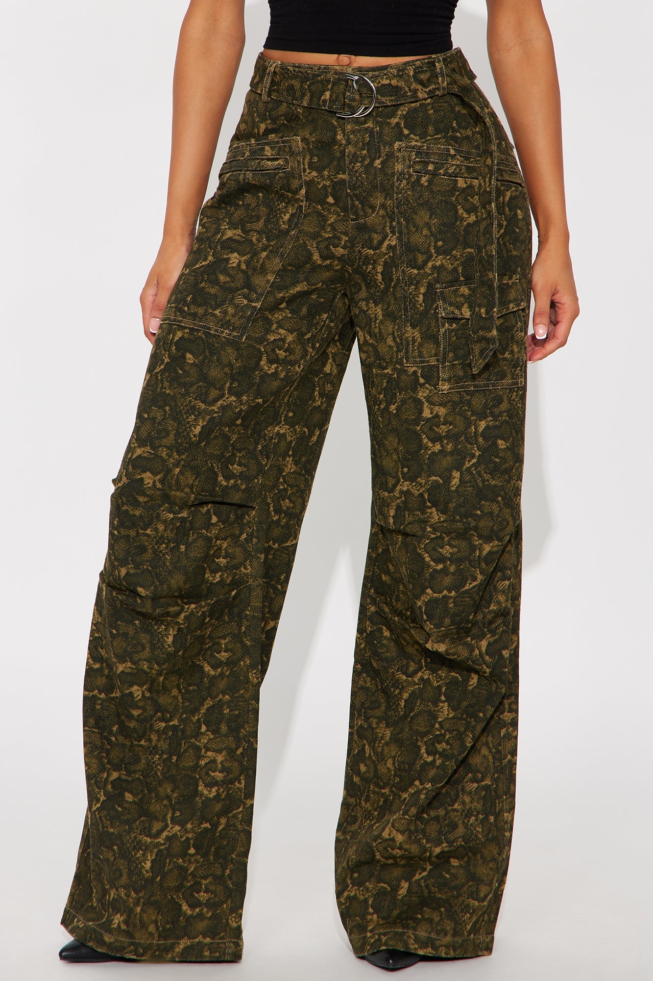 No Other Choice Twill Rigid Wide Leg Leopard Pant 32 - Leopard