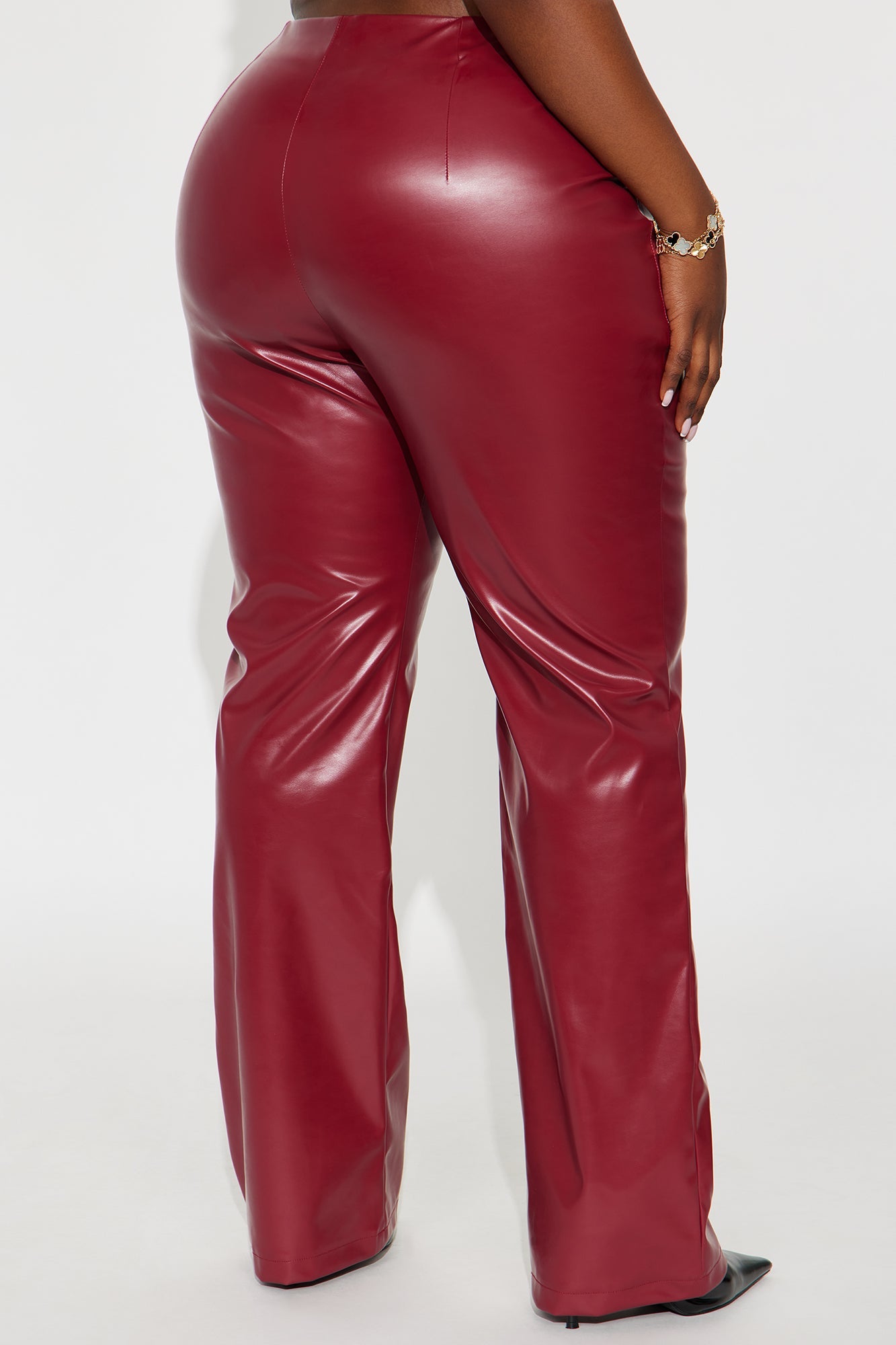 Monica Low Rise Faux Leather Pant 32″ - Red