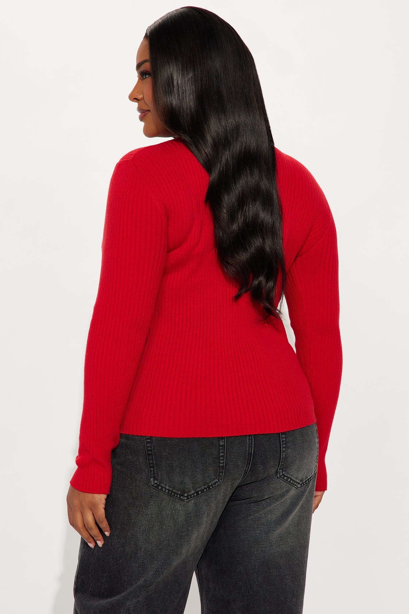 Basically Perfect Ribbed Sweater - Red