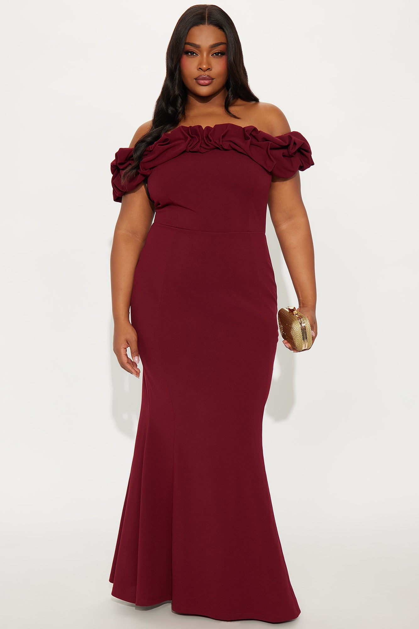 Clear Mind Ruffle Maxi Gown - Burgundy
