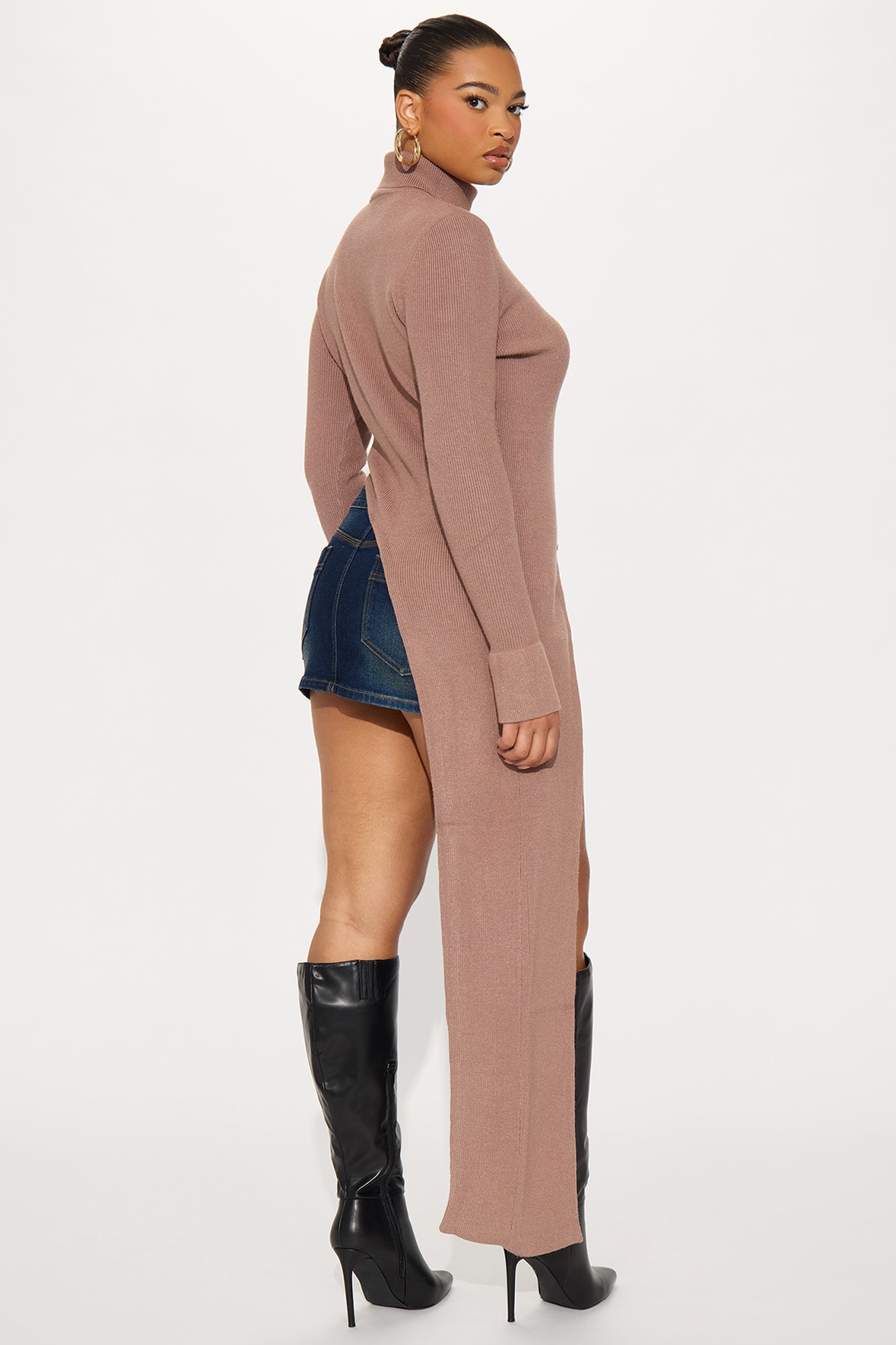 Pull Me In Asymmetrical Sweater - Mocha