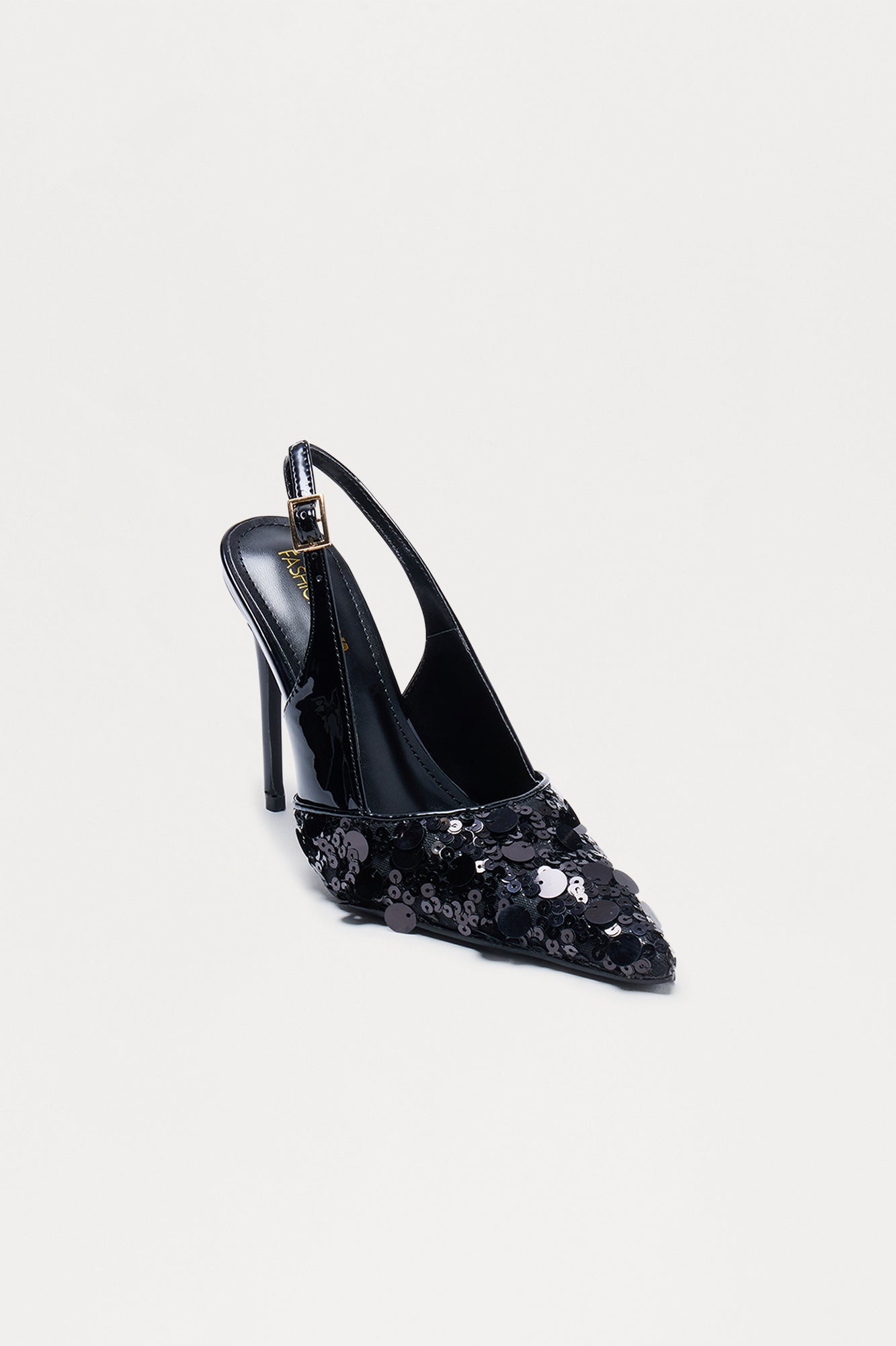 Shimmer Sequin Slingback Pumps - Black