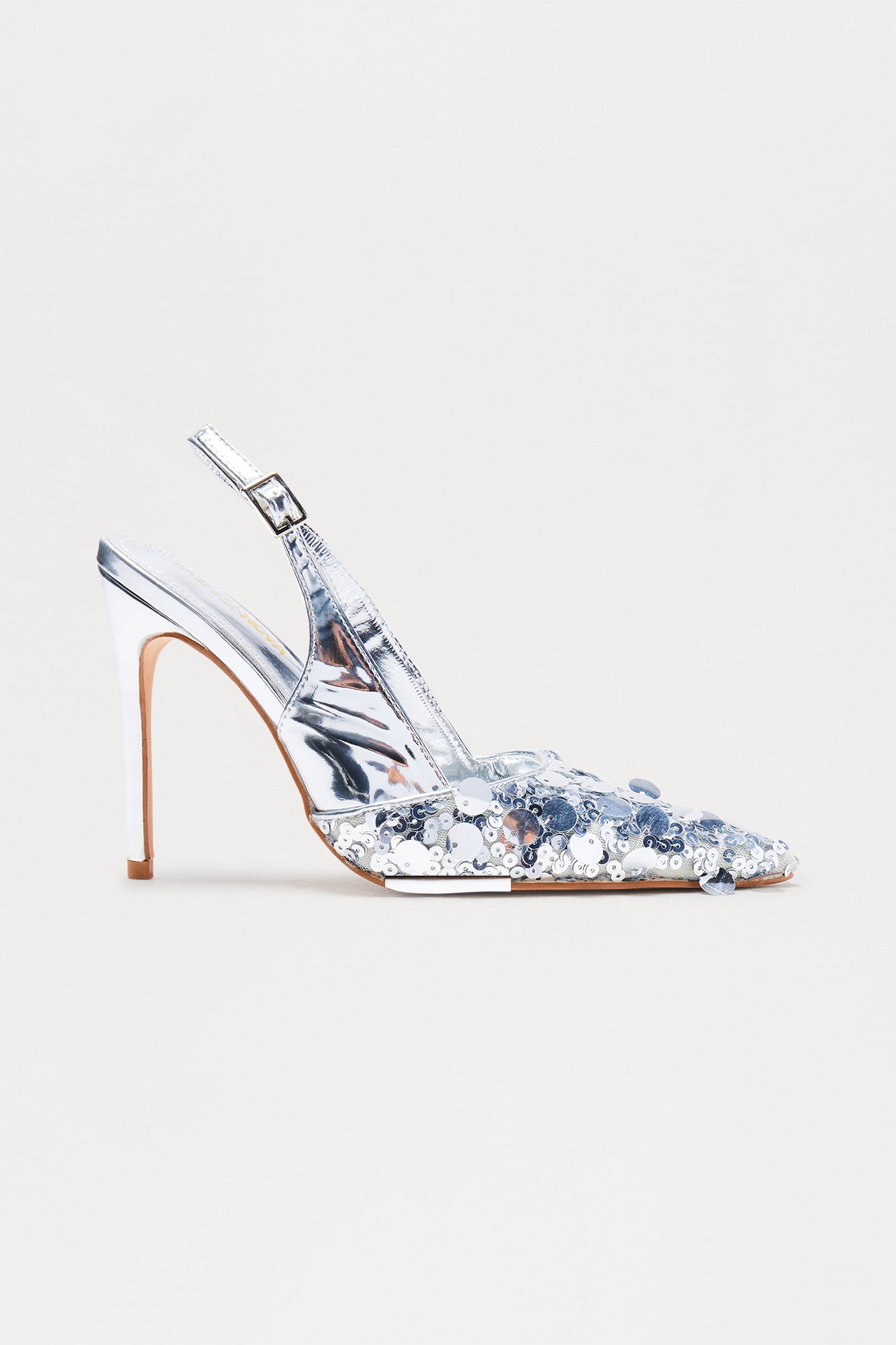 Shimmer Sequin Slingback Pumps - Silver