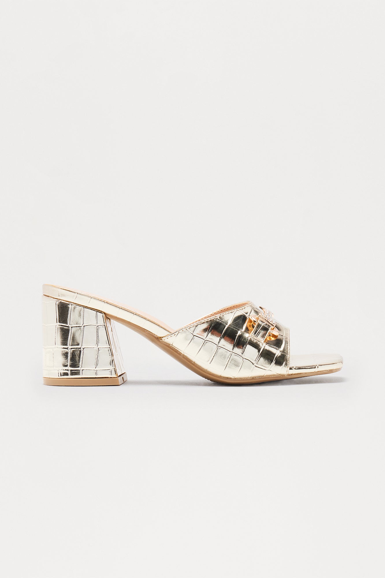 Xylia Hardware Croc Mules - Gold