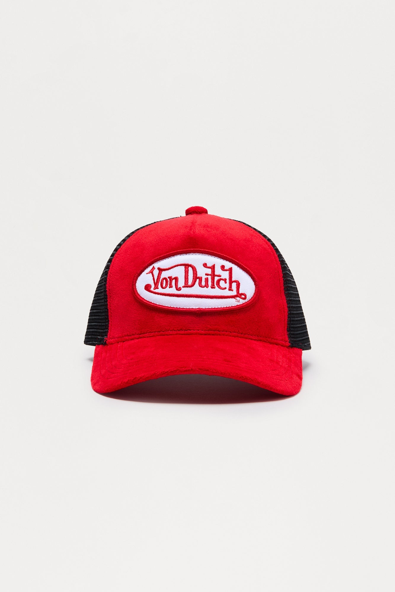 Mini Von Dutch Faux Suede Trucker Hat - Red