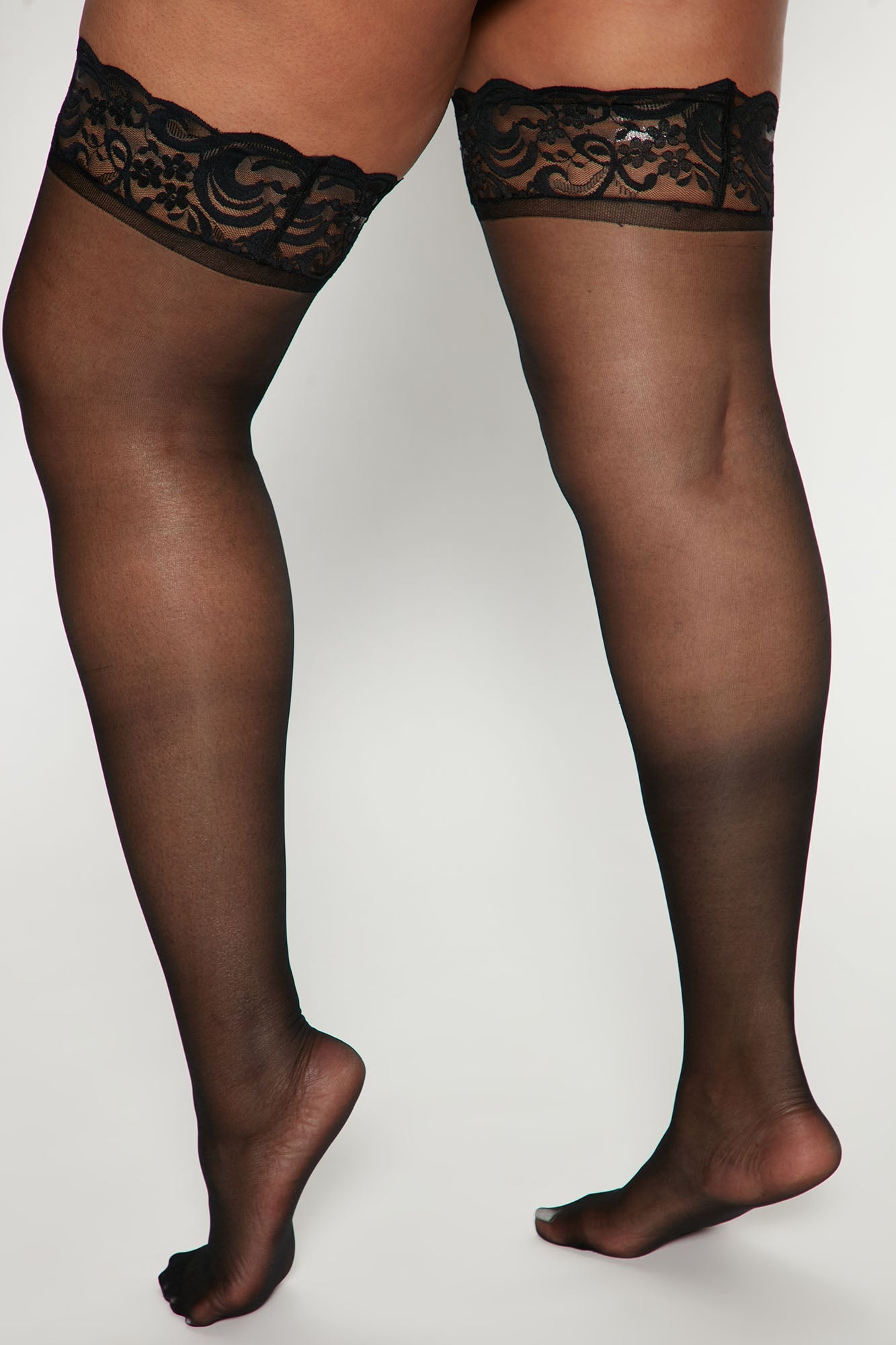 Basically There Lace Thigh Highs - Black