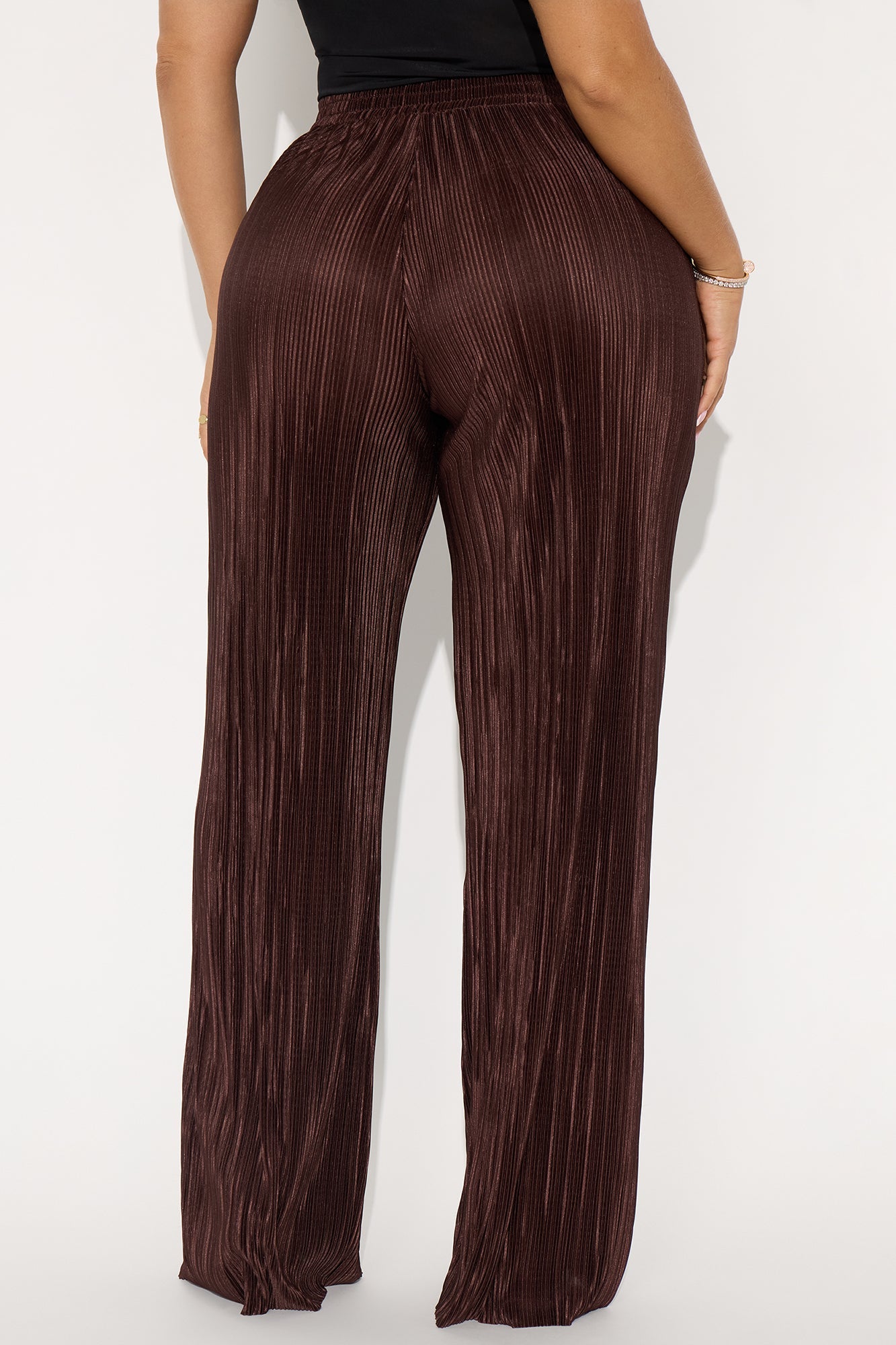 No Small Talk Wide Leg Plisse Pant 32″ - Chocolate