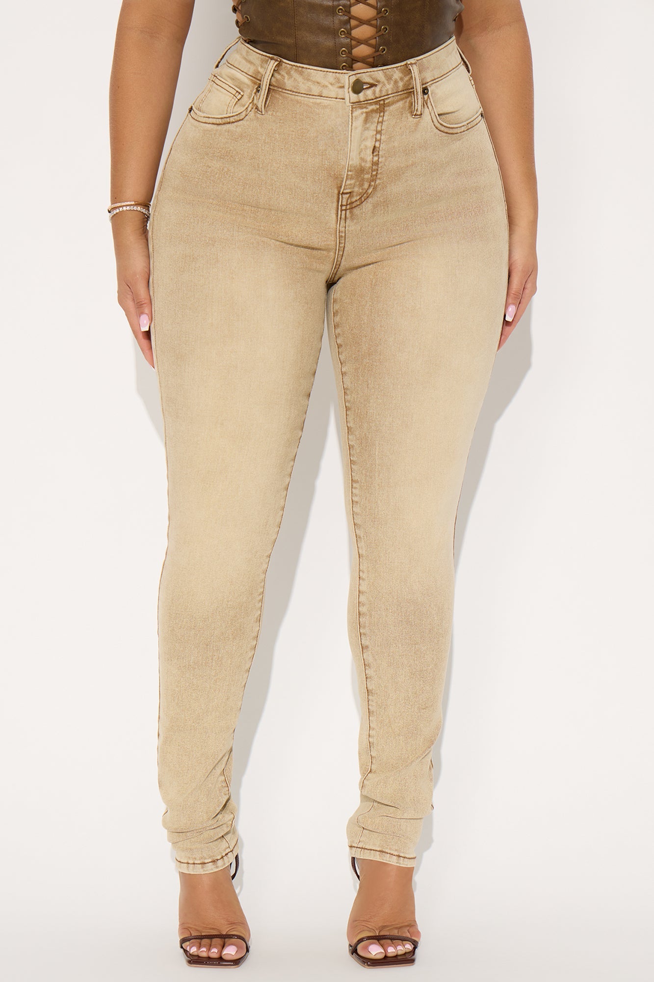 Highly Motivated High Rise Skinny Jeans - Tan