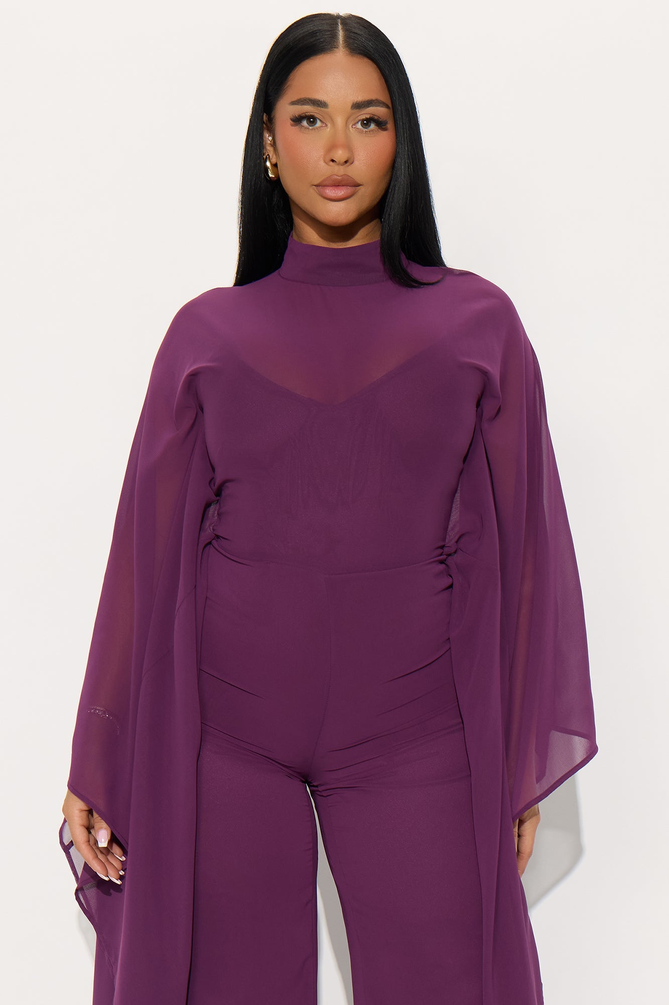 Rosalia Draped Wide Leg Jumpsuit - Plum
