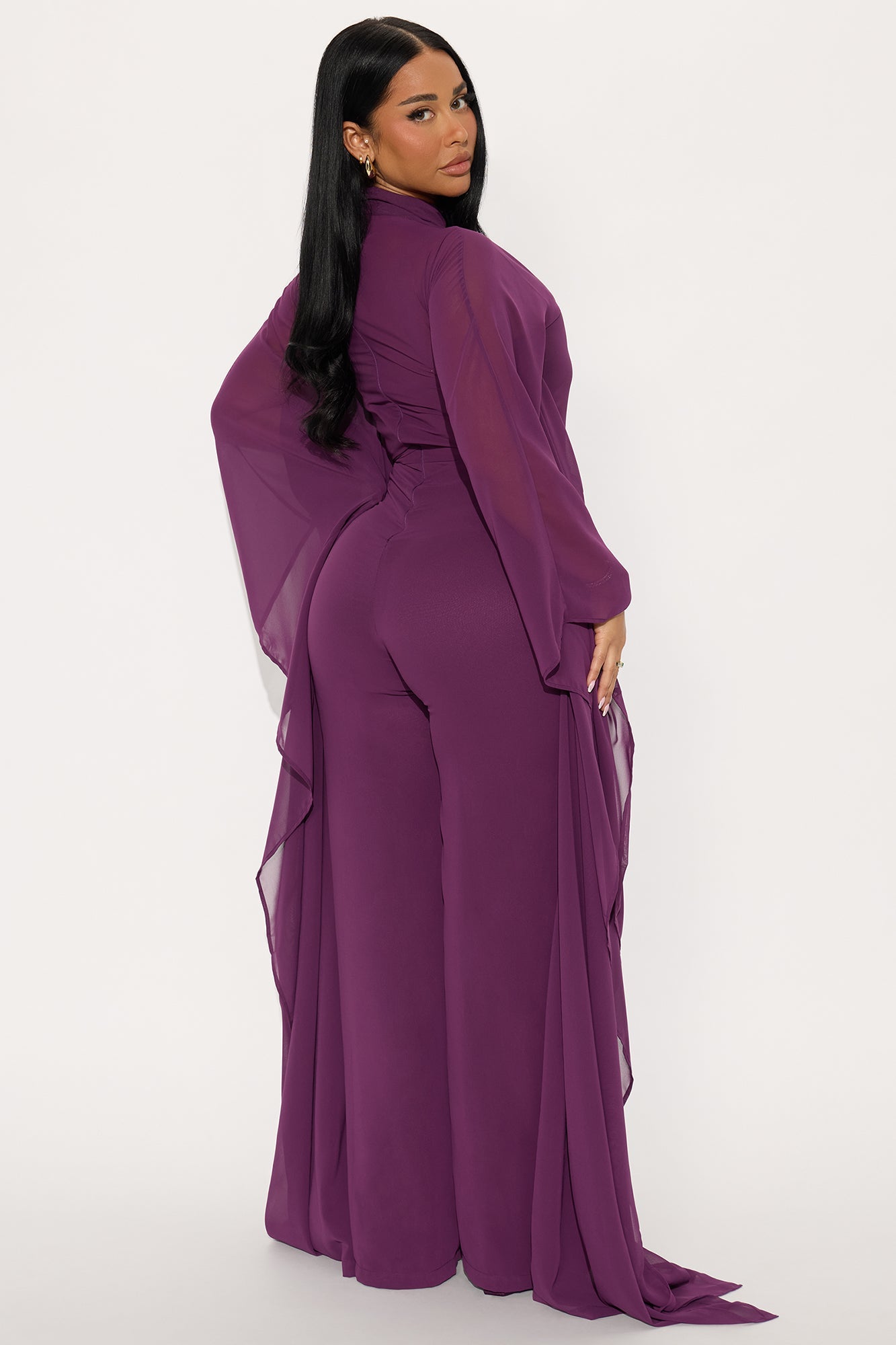 Rosalia Draped Wide Leg Jumpsuit - Plum