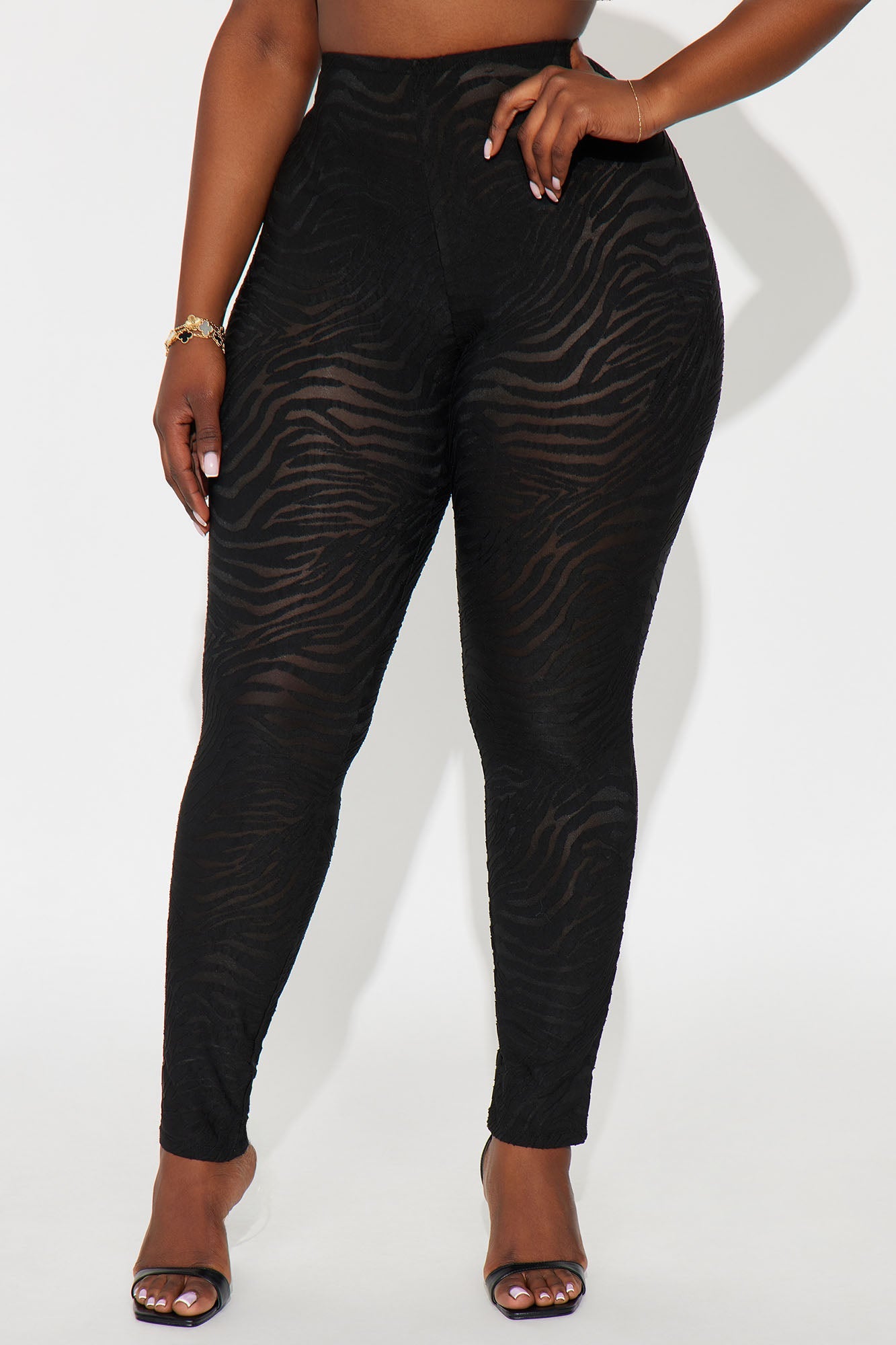 Eden Flocked Mesh Zebra Legging - Black