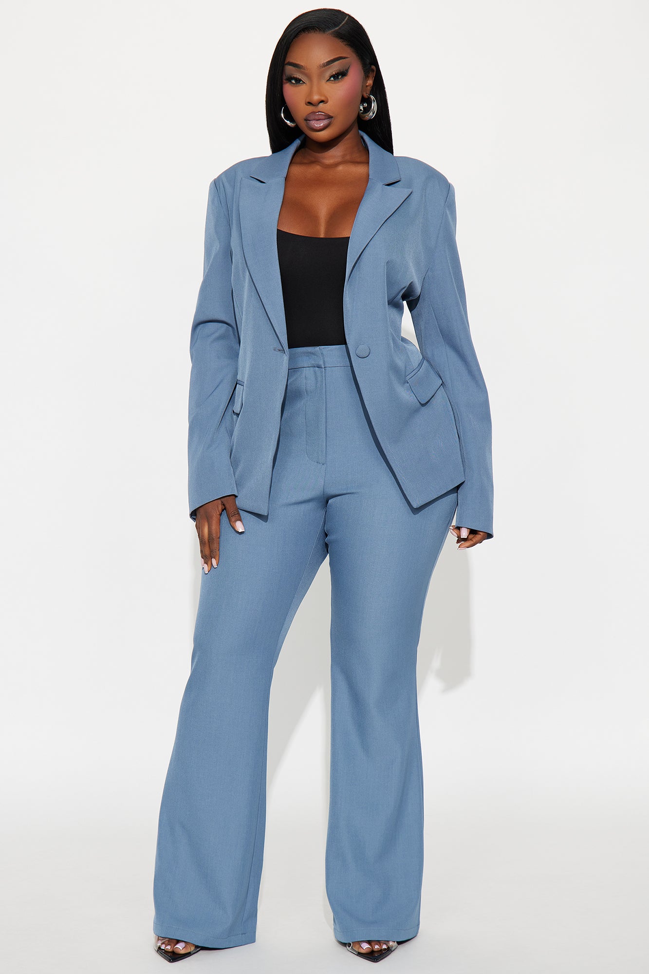 Breaking Even Flare Trouser - Slate Blue