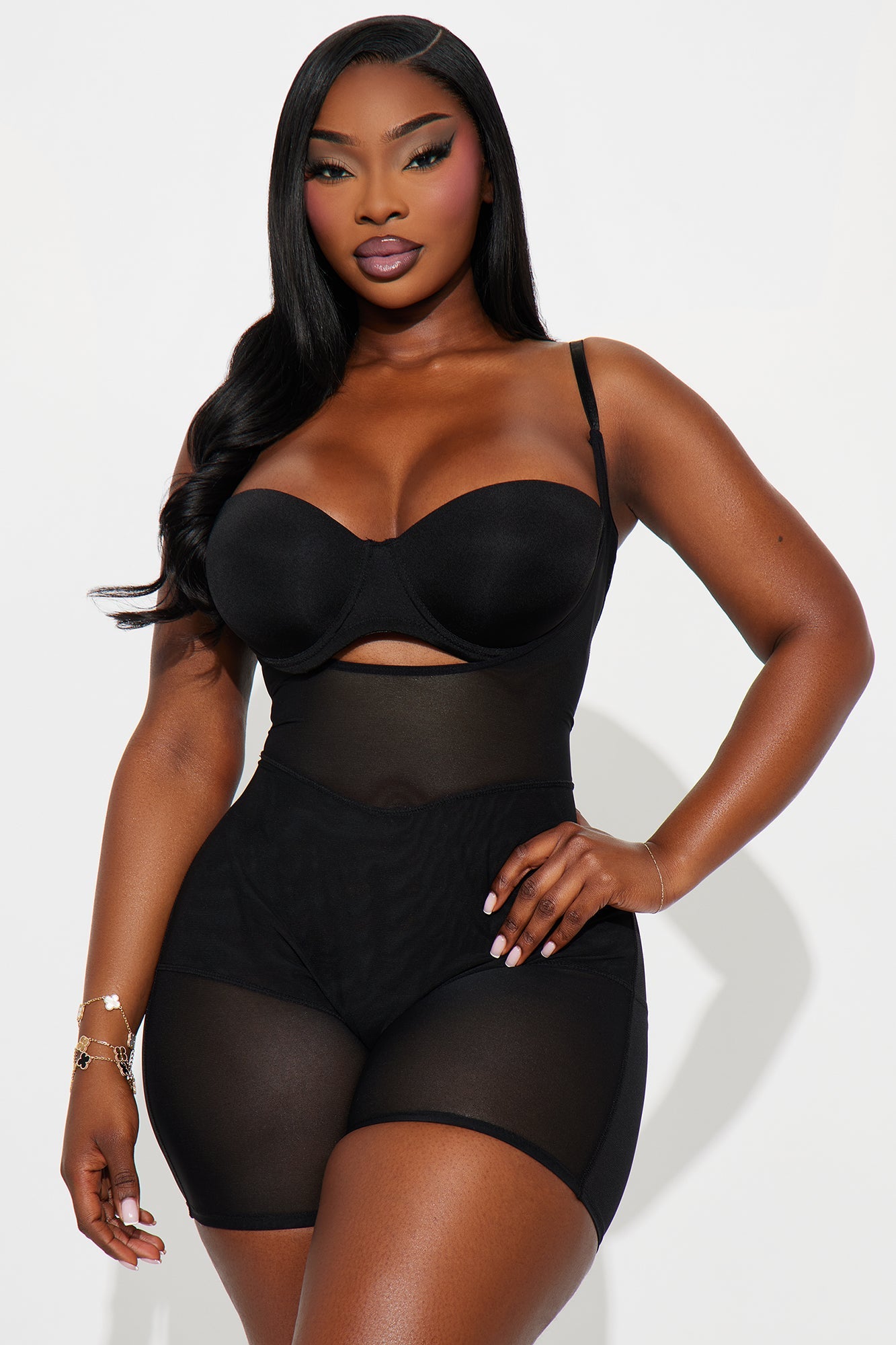 Butt Lifter Mid Thigh Shapewear Bodysuit - Black