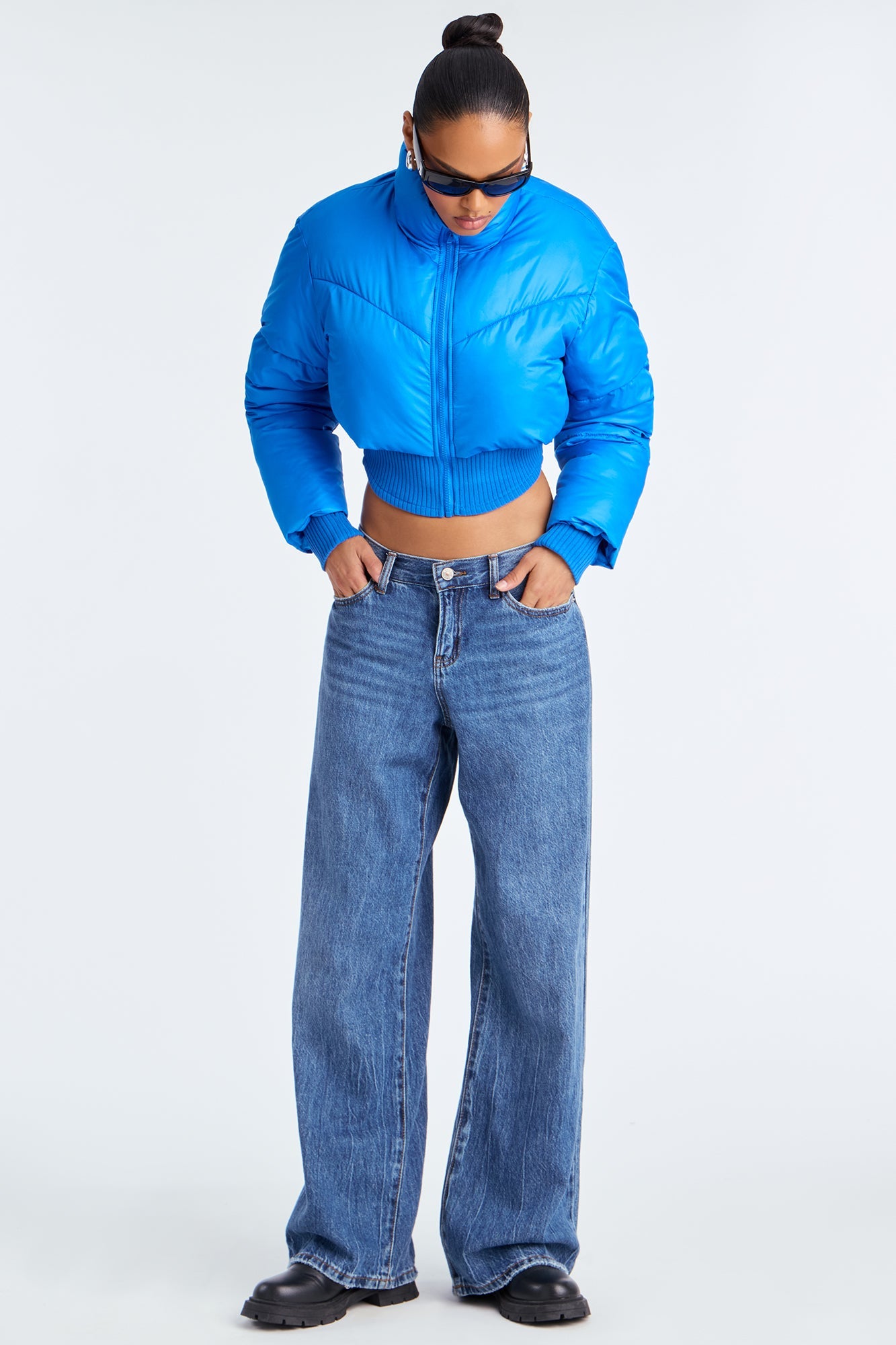 Rowan Cropped Puffer Jacket - CobaltBlue
