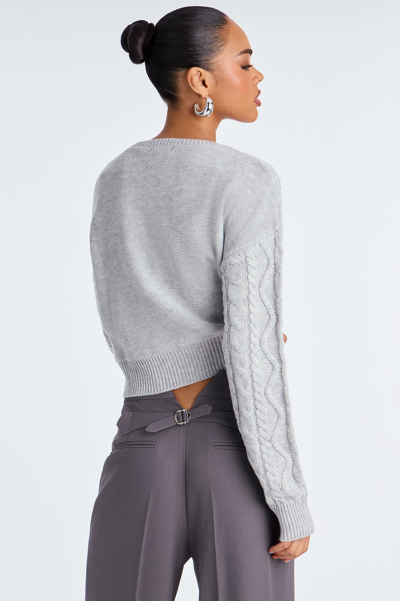 Avery Cable Knit Sweater - Grey